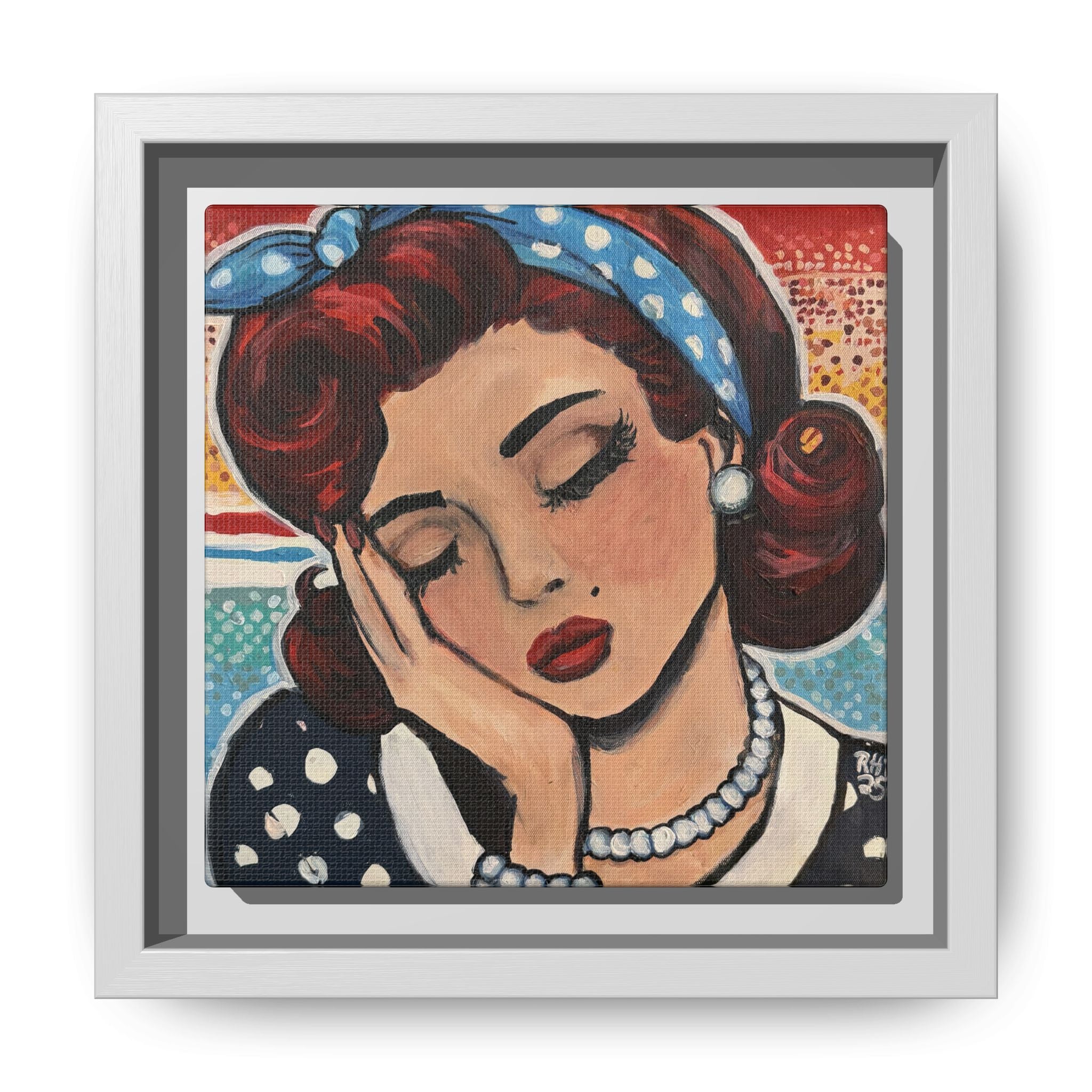 Retro Pop Art Portrait Canvas Print of Original "Oh My" — Framed Matte Wall Art