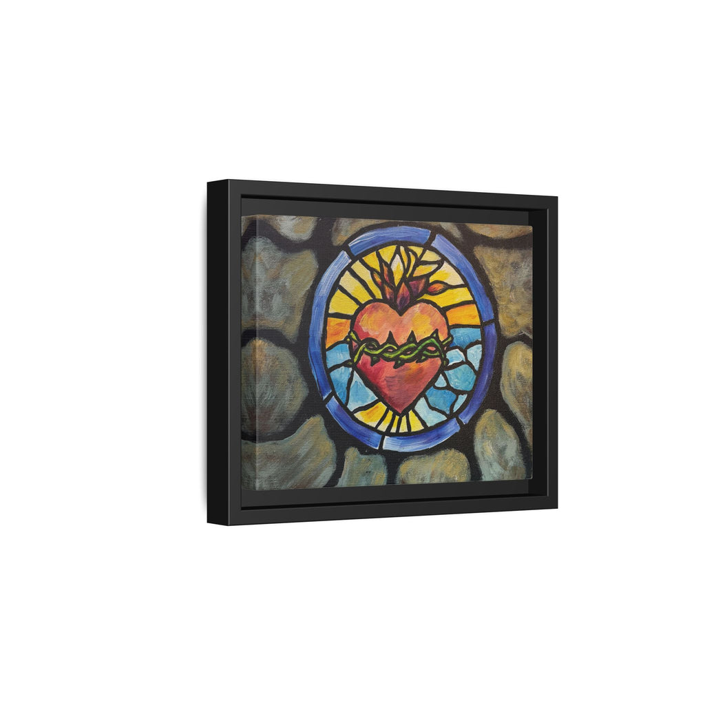 Sacred Heart Stained Glass Print — Framed Matte Canvas