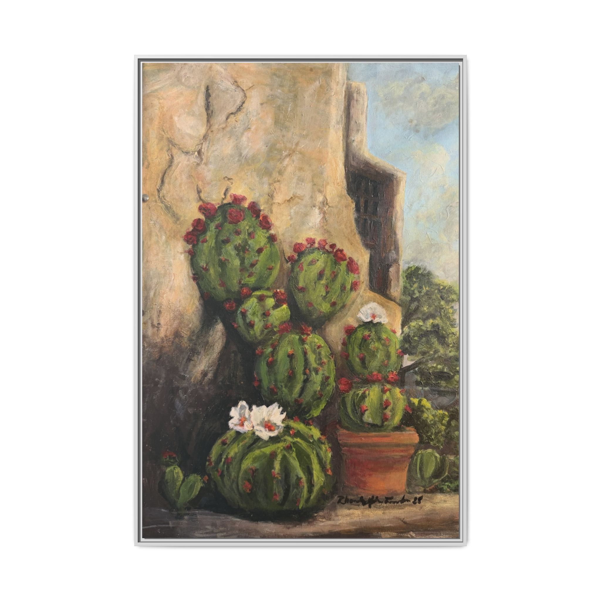 Matte Canvas Print of Original Desert Bloom, Framed (Multi-color)