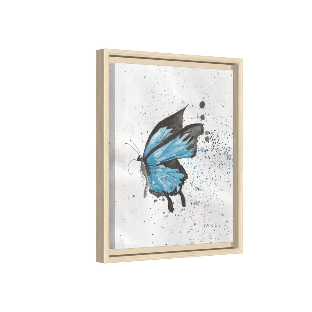 Blue Watercolor Butterfly Matte Canvas Print (Framed)