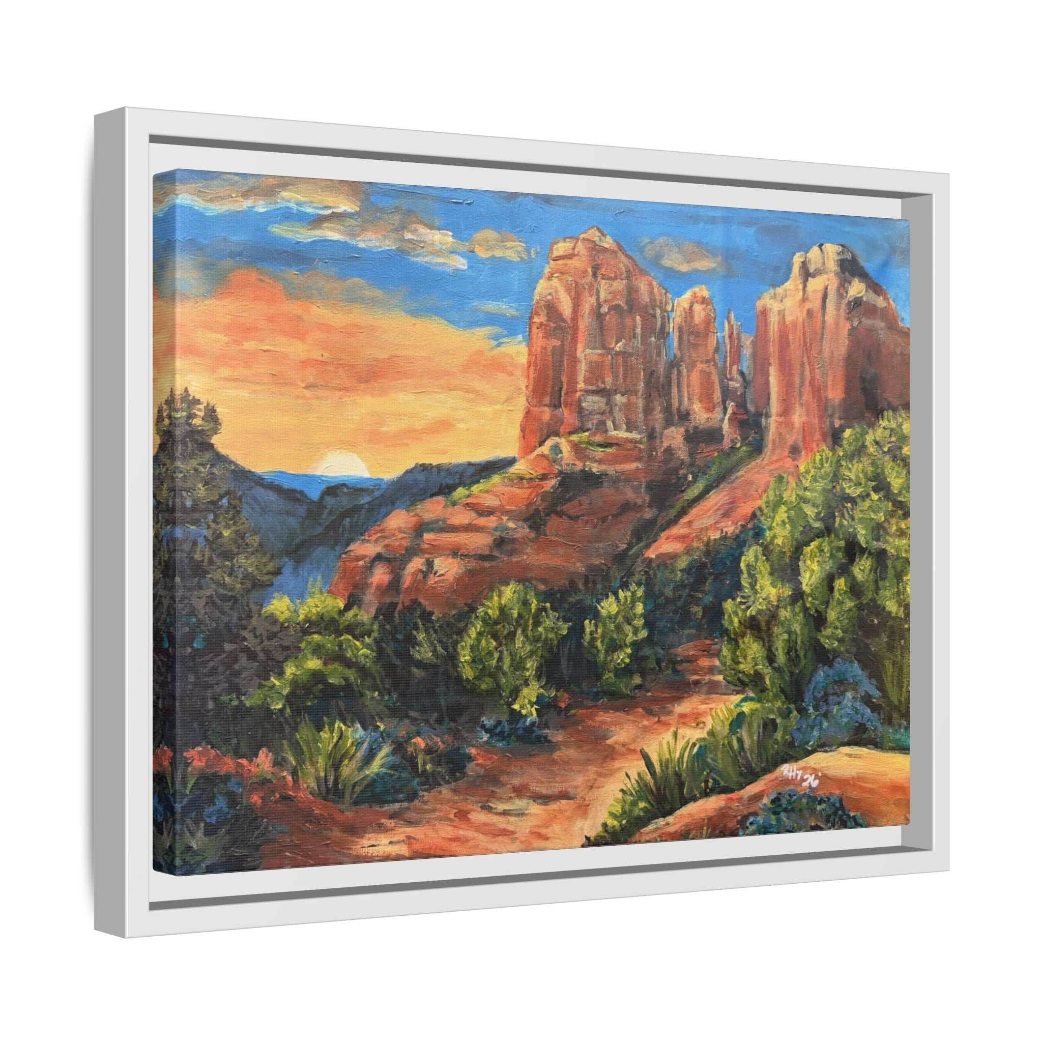 Framed Matte Canvas Desert Path Landscape Wall Art Print of Original