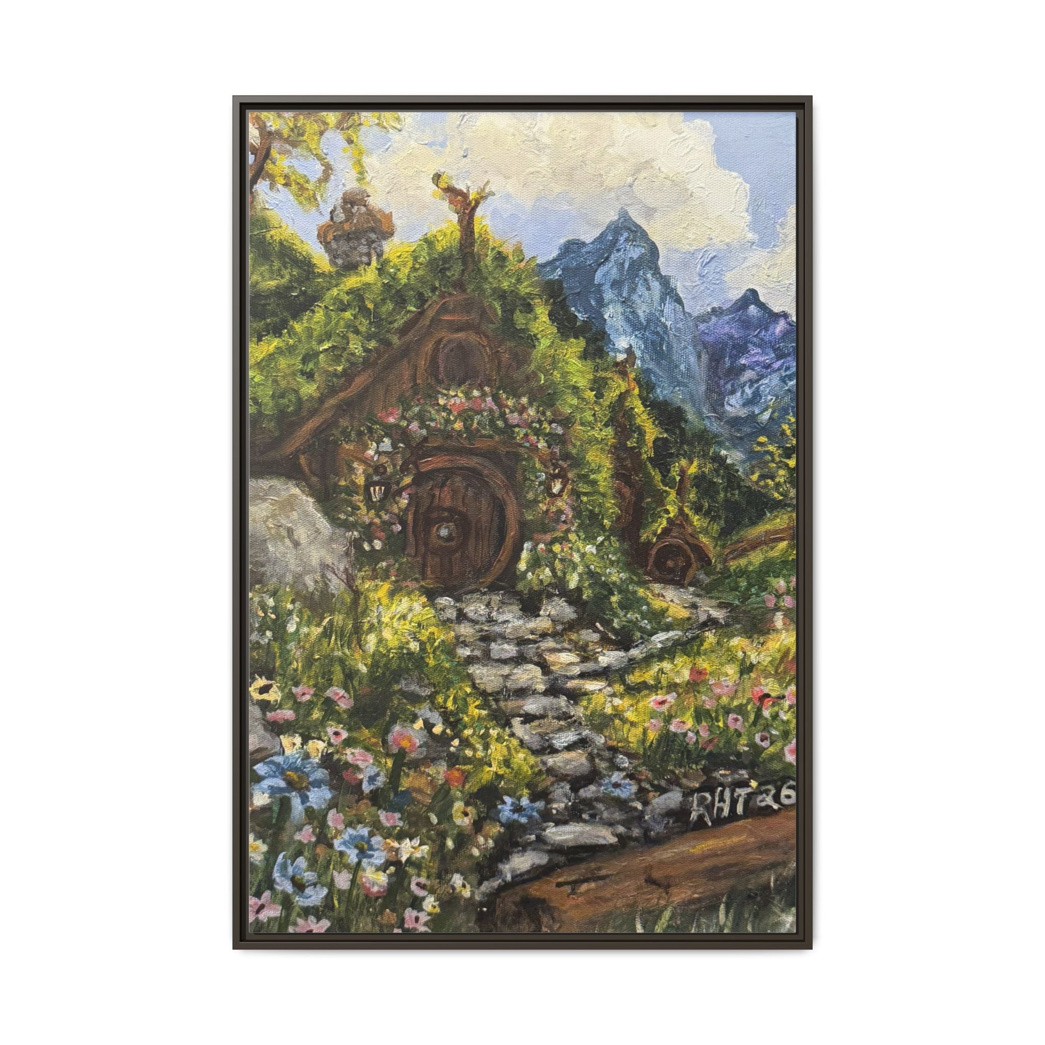 Framed Matte Canvas Print of Original– Home On The Shire Landscape Art