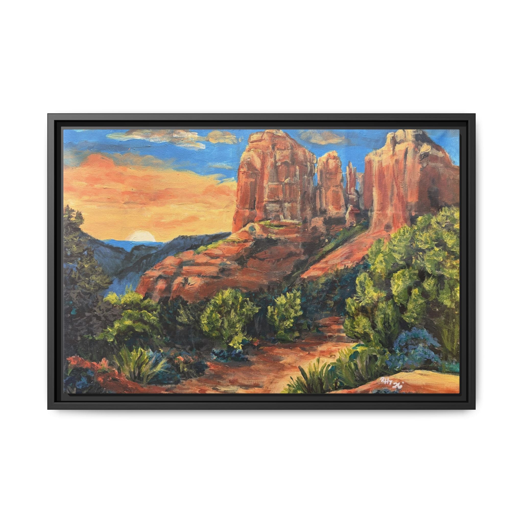 Framed Matte Canvas Desert Path Landscape Wall Art Print of Original