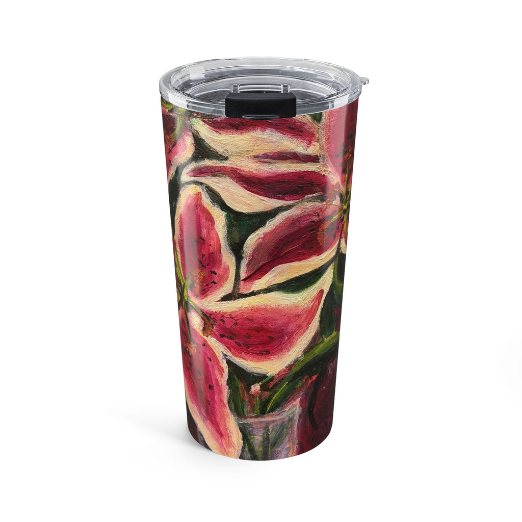 20oz Floral Art Tumbler — Watercolor Pink Anthurium Travel Cup