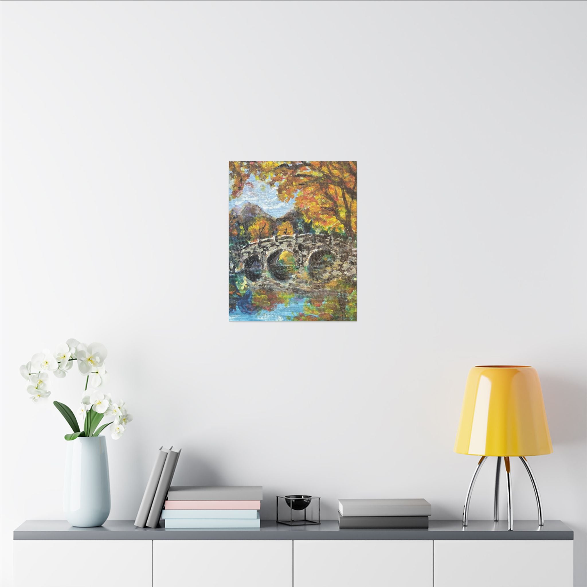 Autumn Bridge Canvas Print of Original  — Fall Landscape Wall Art