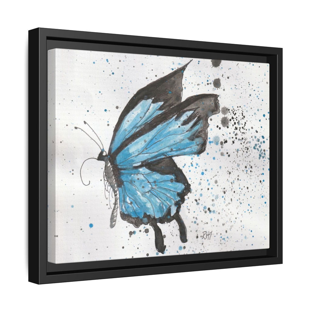 Blue Watercolor Butterfly Matte Canvas Print (Framed)