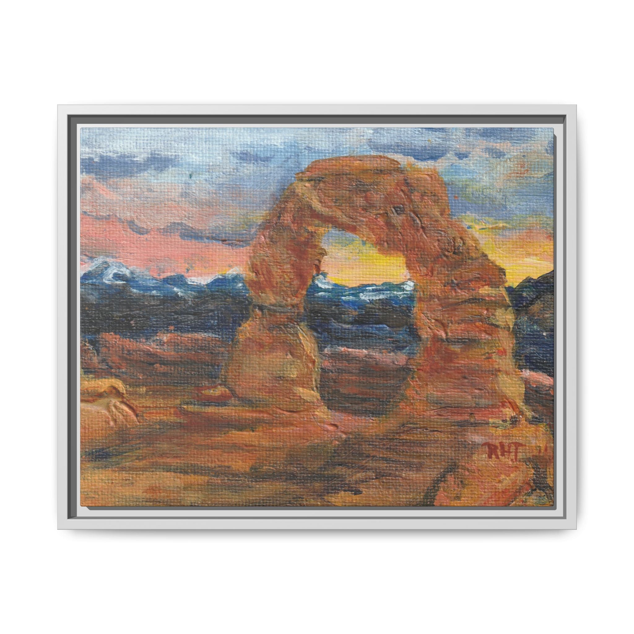 Print of Original Arches - Desert Arch Sunset Matte Canvas Framed Wall Art