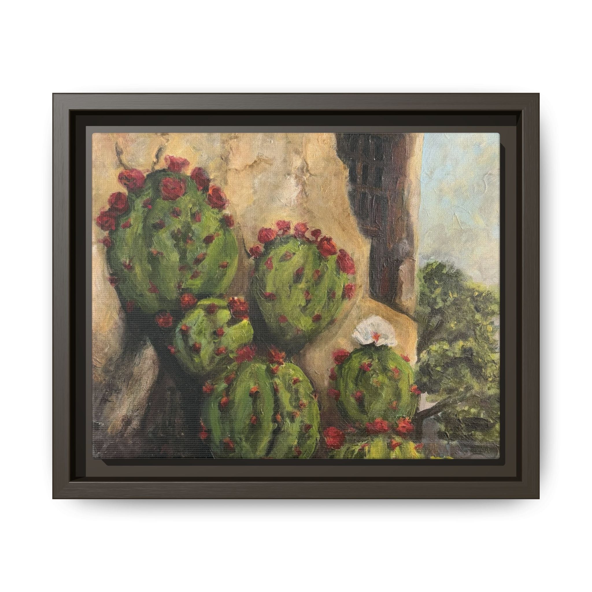 Matte Canvas Print of Original Desert Bloom, Framed (Multi-color)