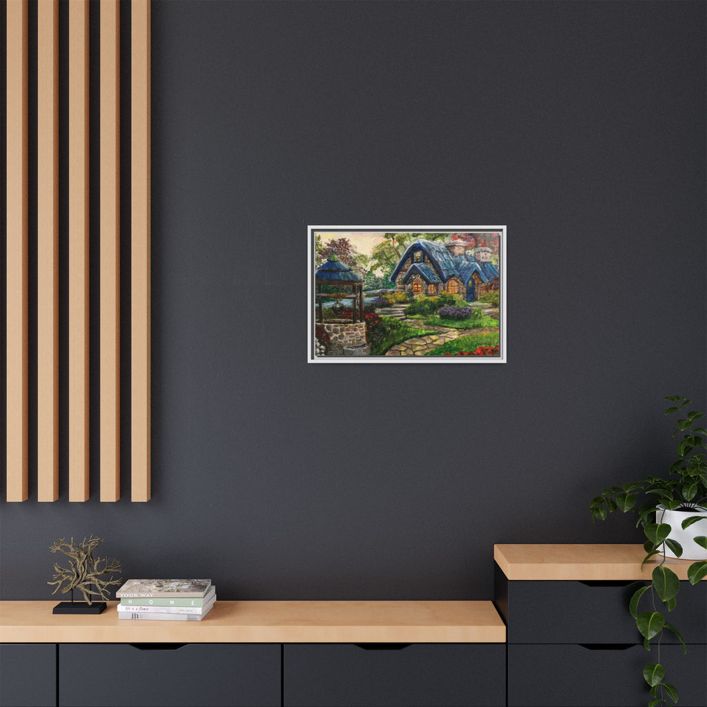 Framed Matte Canvas Cottage Well - Print of Original— Cozy Garden Pathway Print