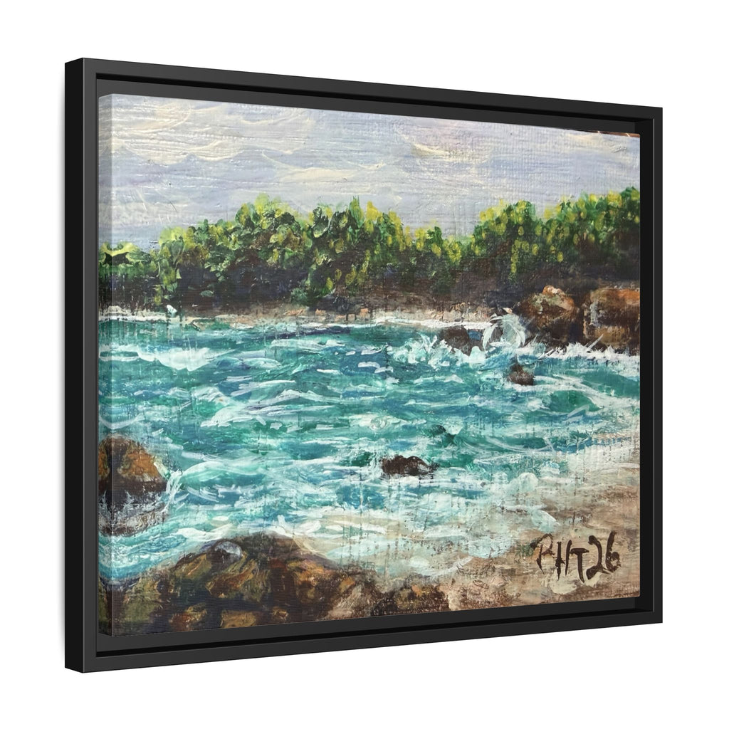 Framed Matte Canvas Print — Down By The Bay Print of Original - Turquoise Ocean Seascape Painting