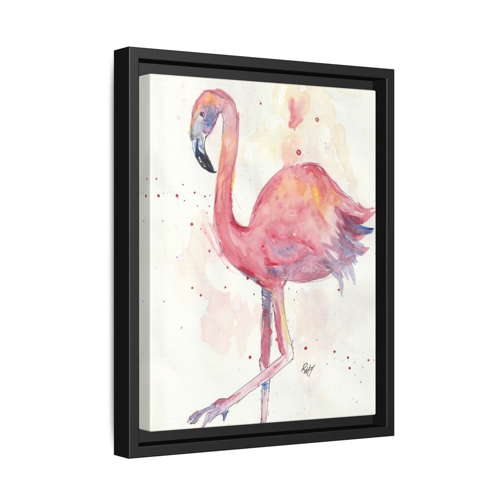 Watercolor Flamingo Dance Matte Canvas Framed Art Print of Original