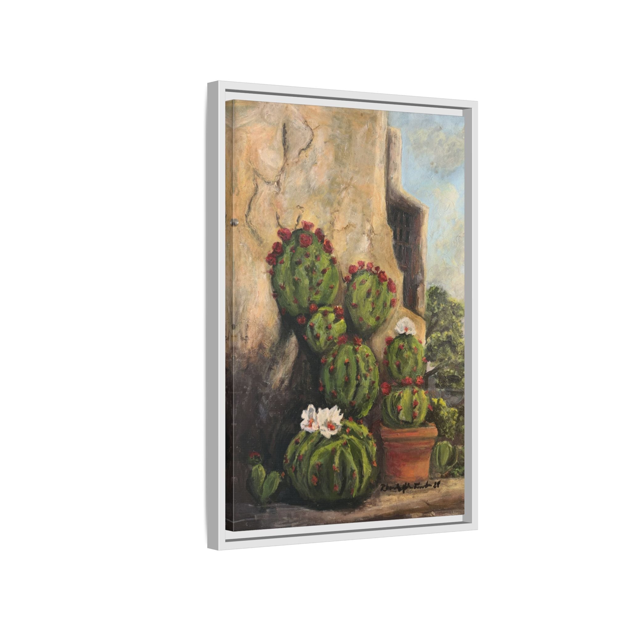 Matte Canvas Print of Original Desert Bloom, Framed (Multi-color)