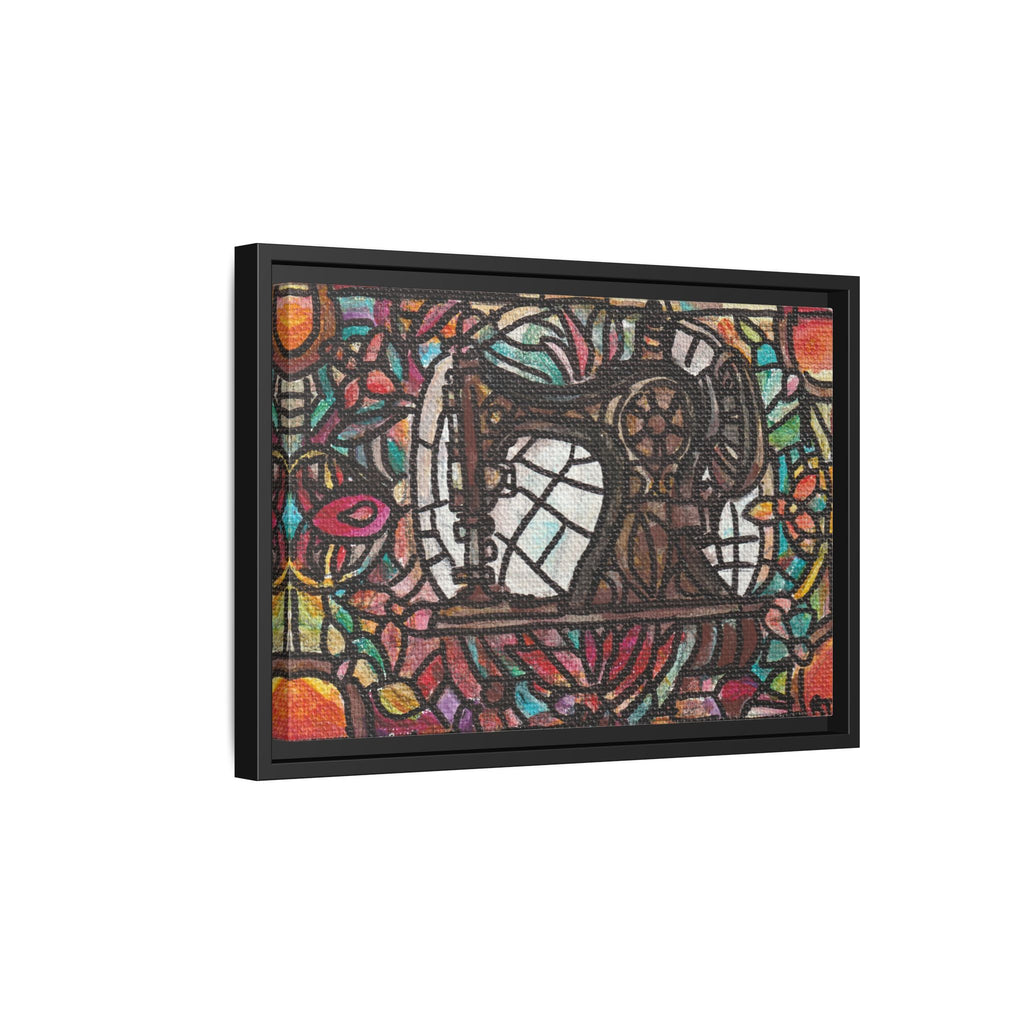 Framed Sewing Machine Stained-Glass Canvas Print of Original Great Grandma's Sewing Machine