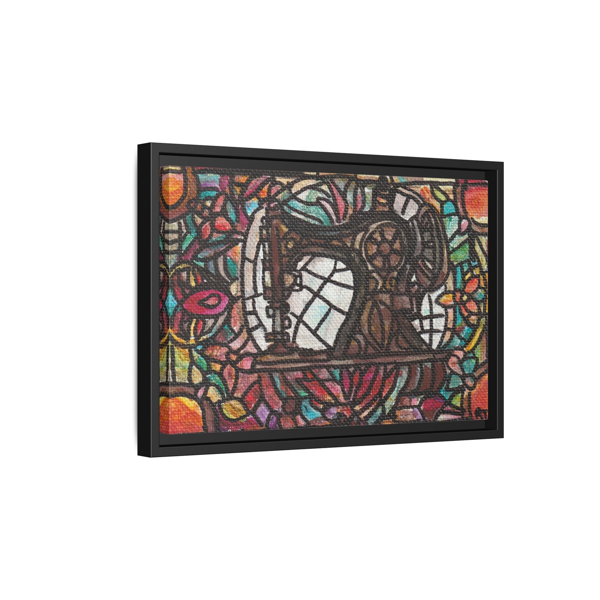 Framed Sewing Machine Stained-Glass Canvas Print of Original Great Grandma's Sewing Machine