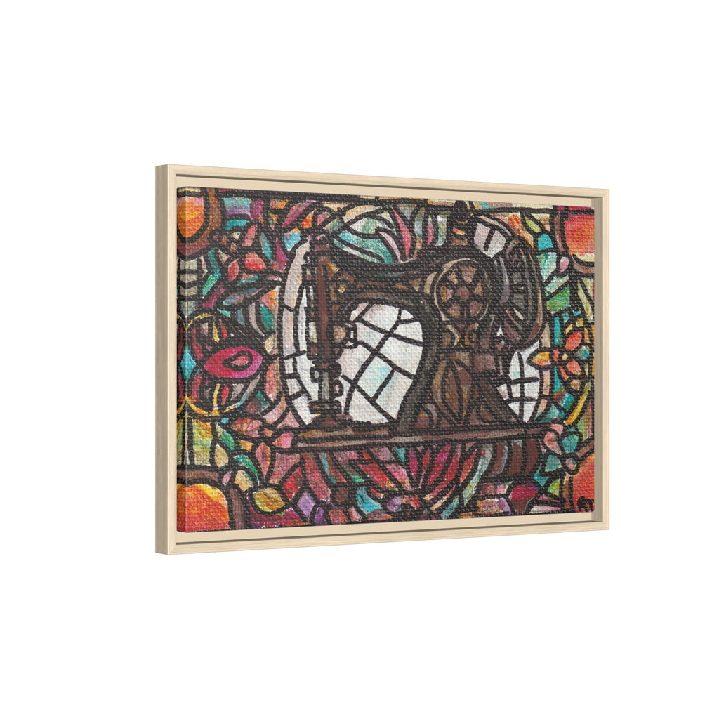 Framed Sewing Machine Stained-Glass Canvas Print of Original Great Grandma's Sewing Machine