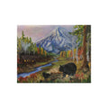 3 Bear Stroll— Bear & Cabin Fine Art Print