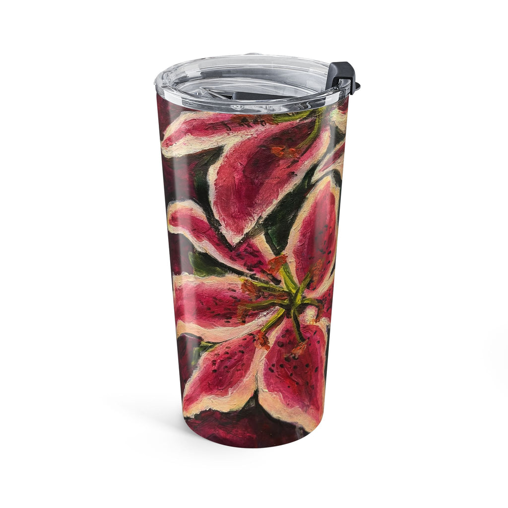20oz Floral Art Tumbler — Watercolor Pink Anthurium Travel Cup