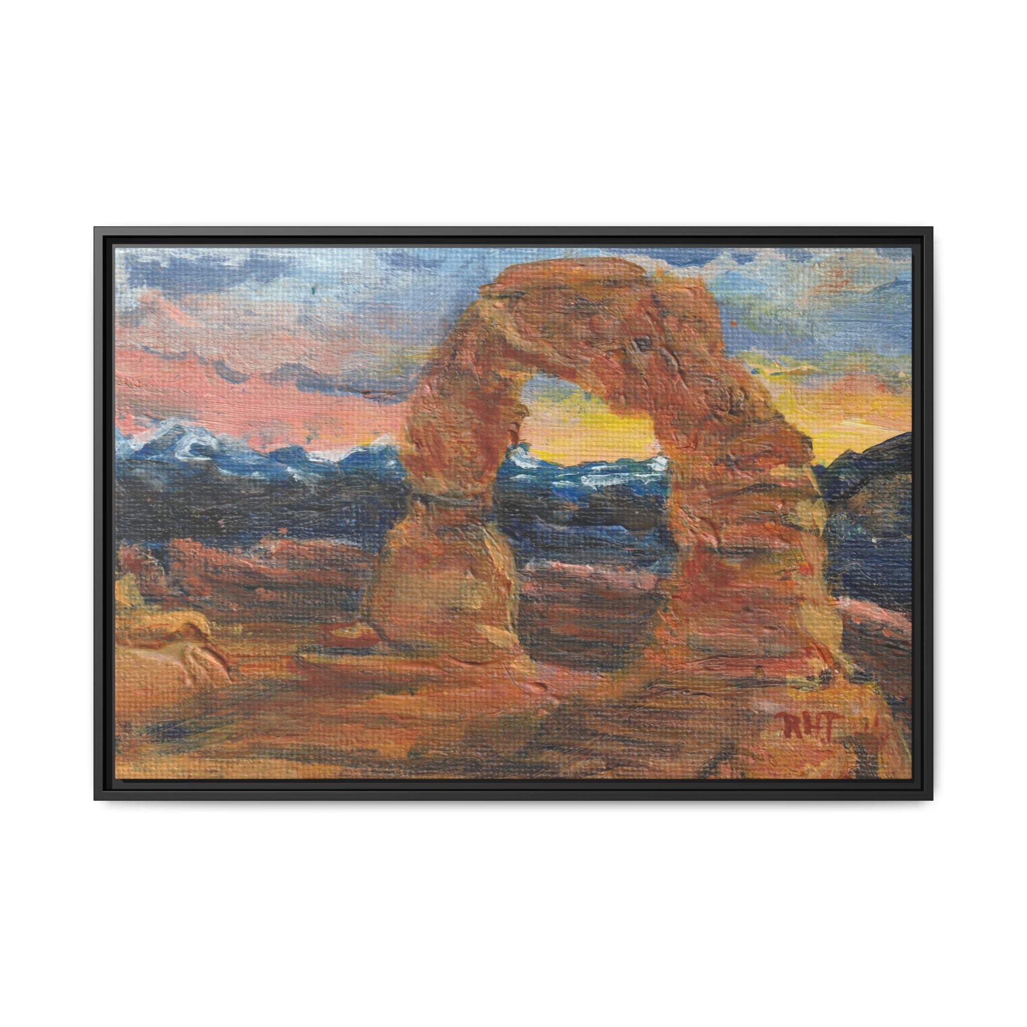Print of Original Arches - Desert Arch Sunset Matte Canvas Framed Wall Art