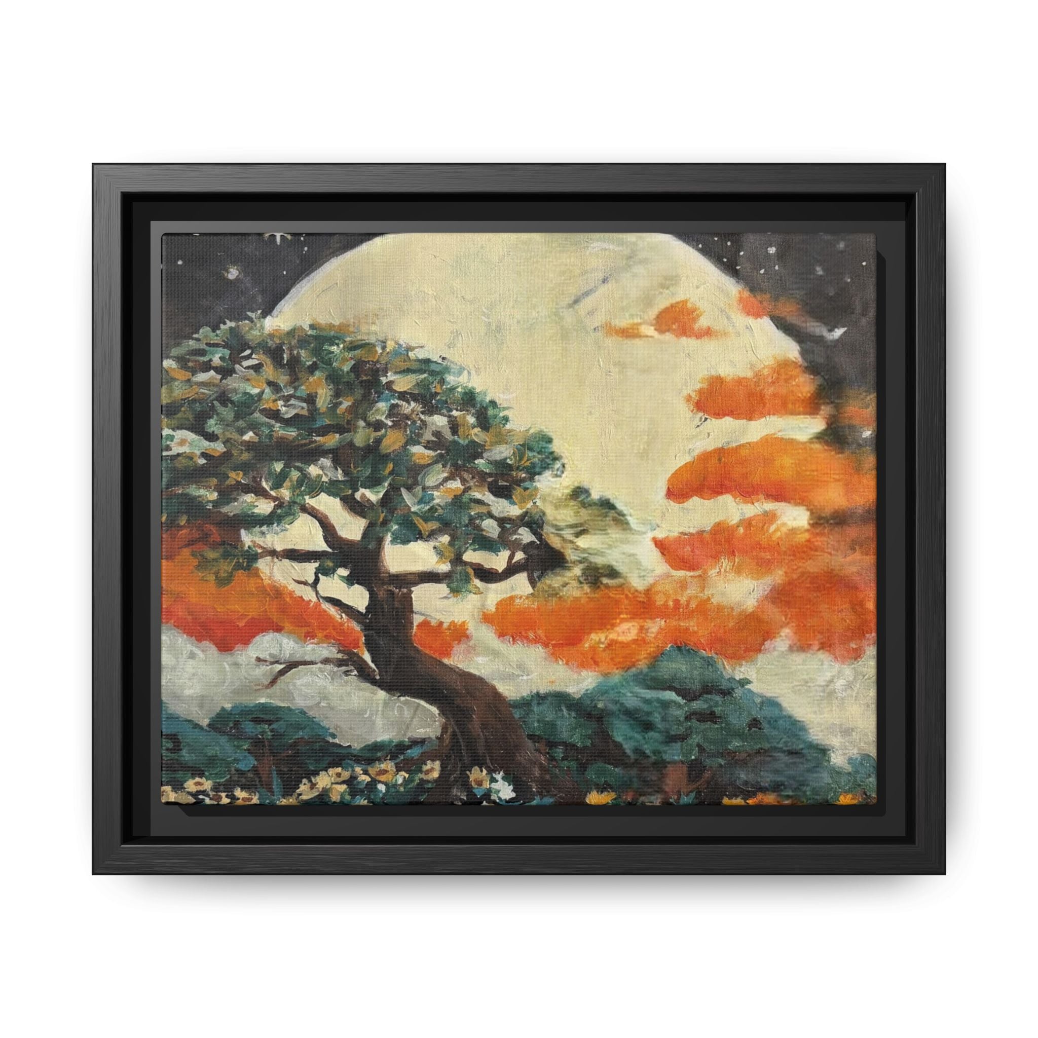 Framed Matte Canvas Print of Original — Lunar Glow Landscape Wall Art