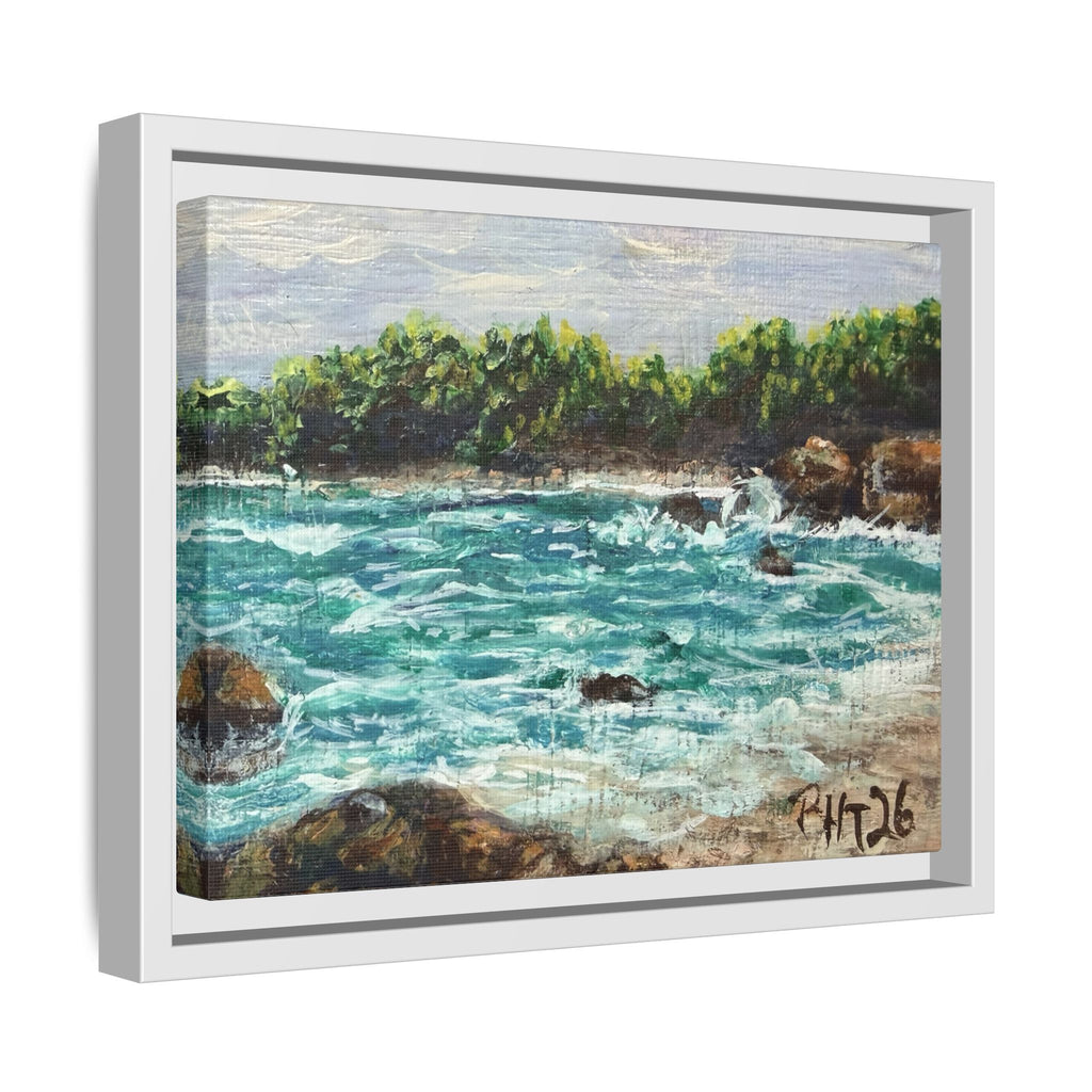 Framed Matte Canvas Print — Down By The Bay Print of Original - Turquoise Ocean Seascape Painting
