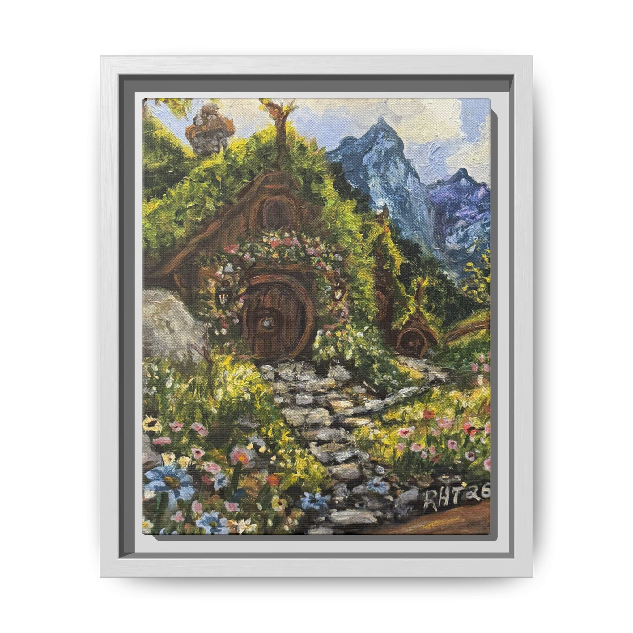 Framed Matte Canvas Print of Original– Home On The Shire Landscape Art
