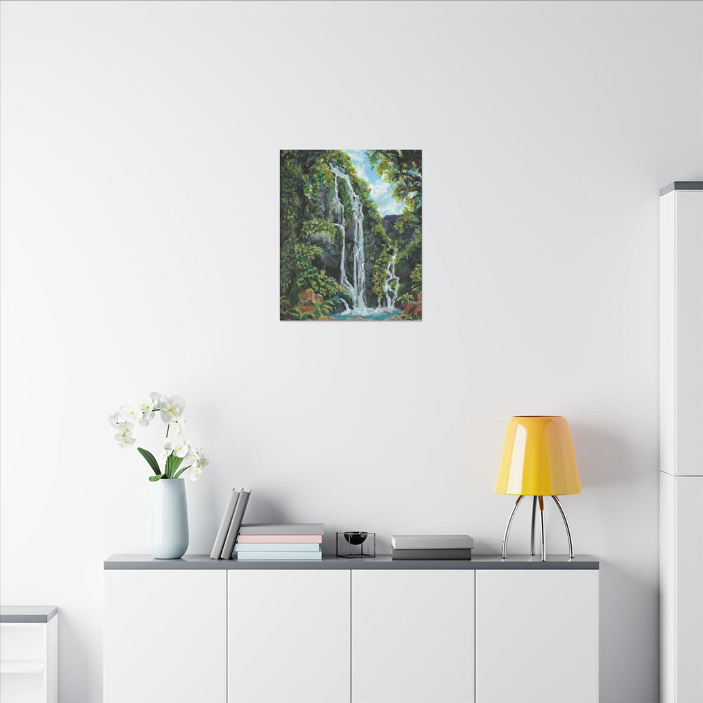 Hidden Falls Canvas Wall Art — Tropical Forest Matte Stretched Print of Original