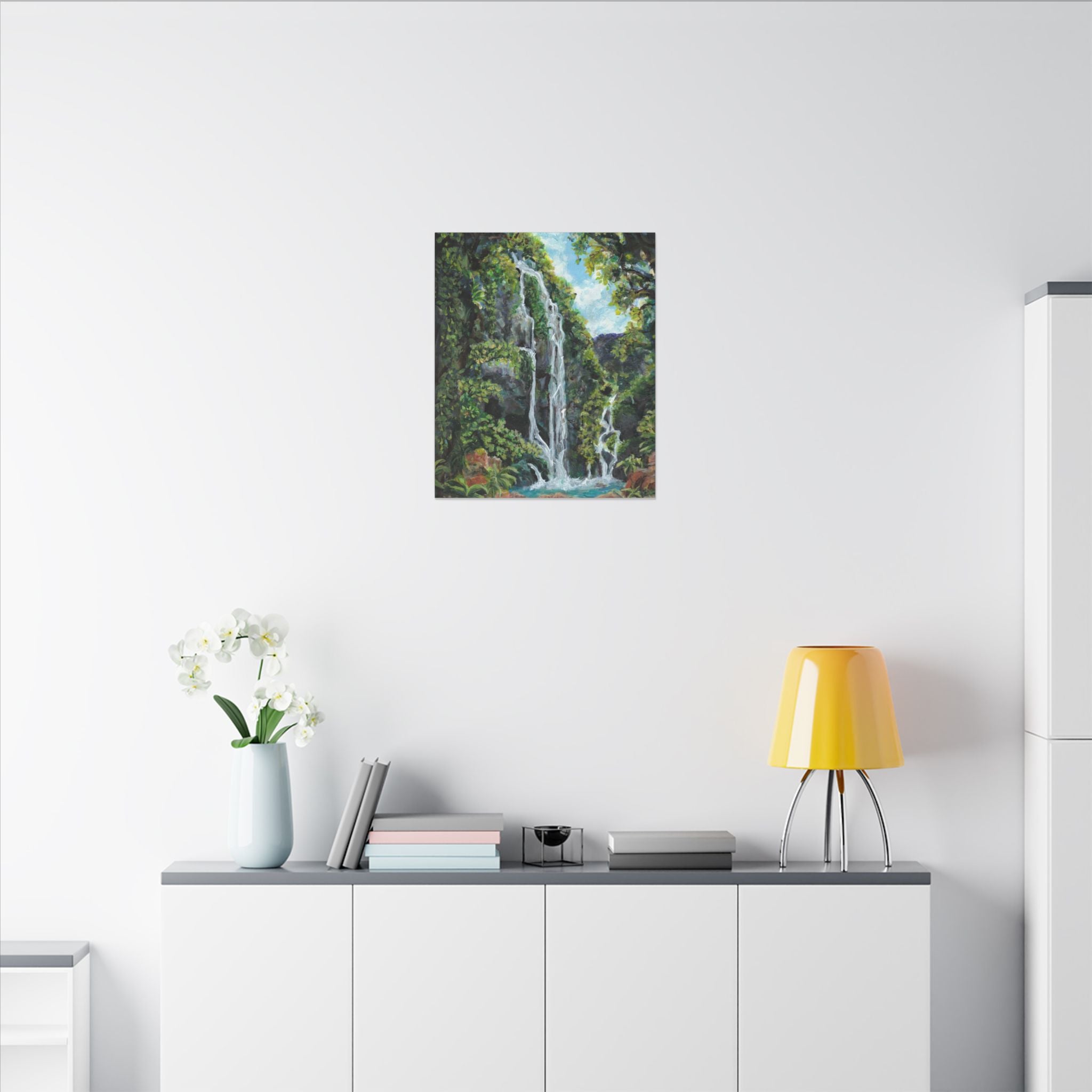 Hidden Falls Canvas Wall Art — Tropical Forest Matte Stretched Print of Original