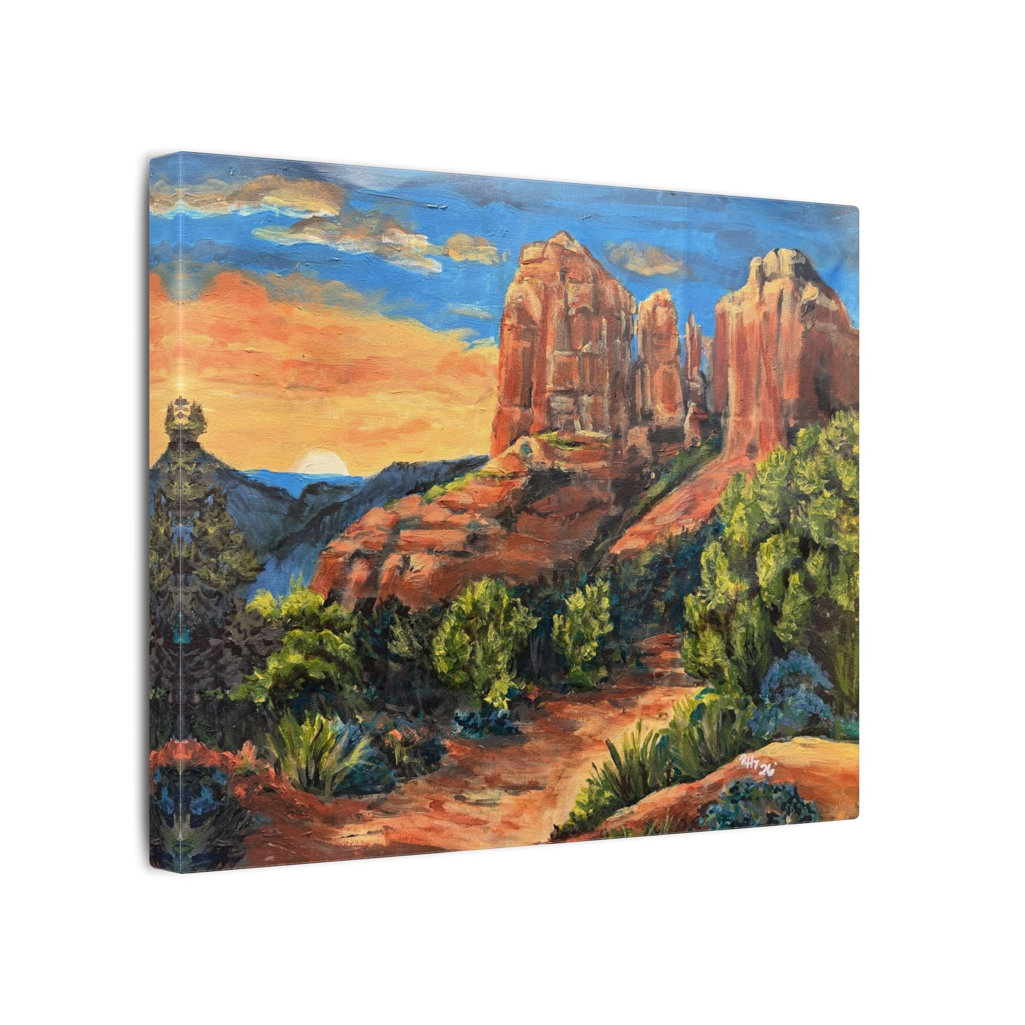 Desert Path Landscape Matte Canvas Wall Art Print of Original– Stretched Scenic Southwestern Sunset