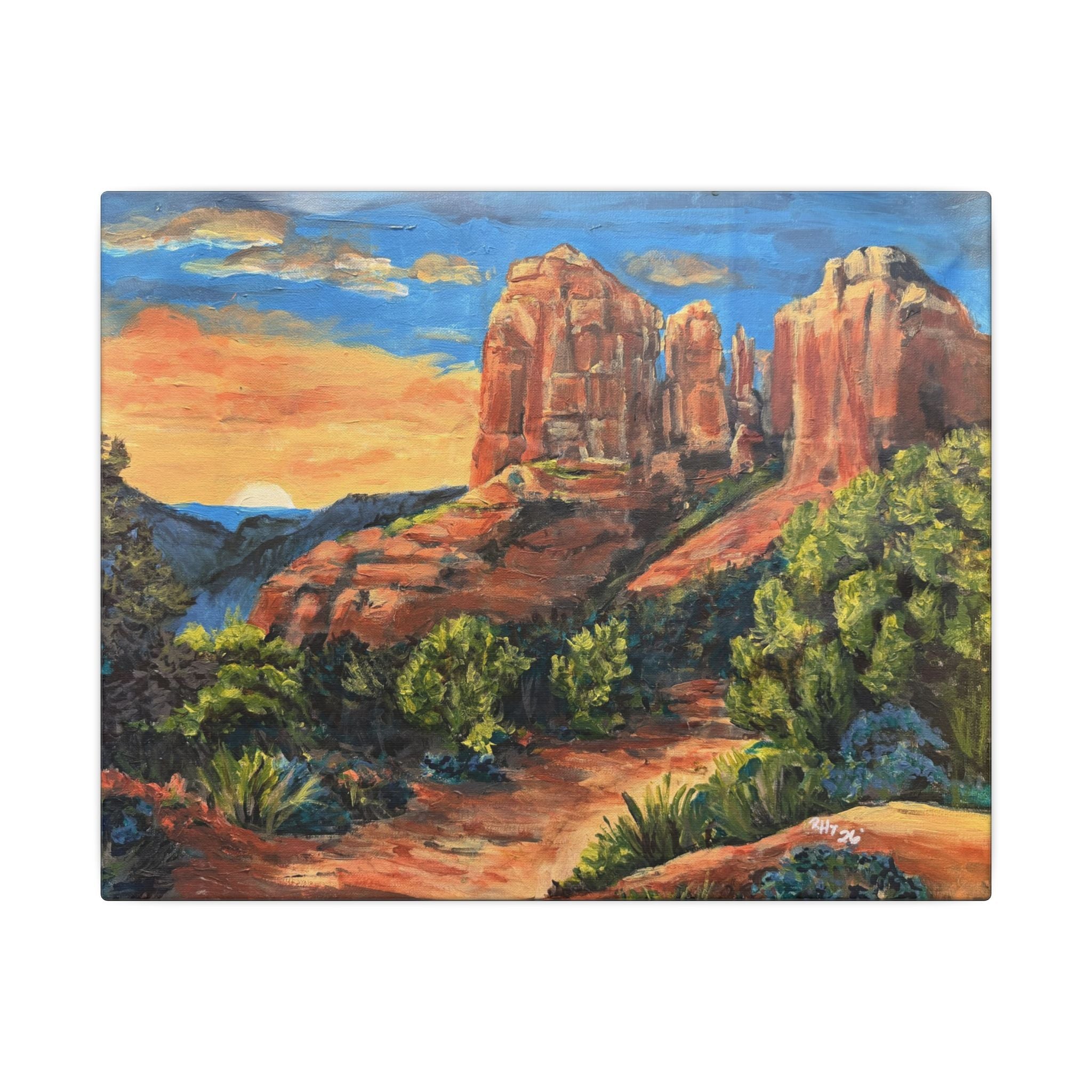 Desert Path Landscape Matte Canvas Wall Art Print of Original– Stretched Scenic Southwestern Sunset