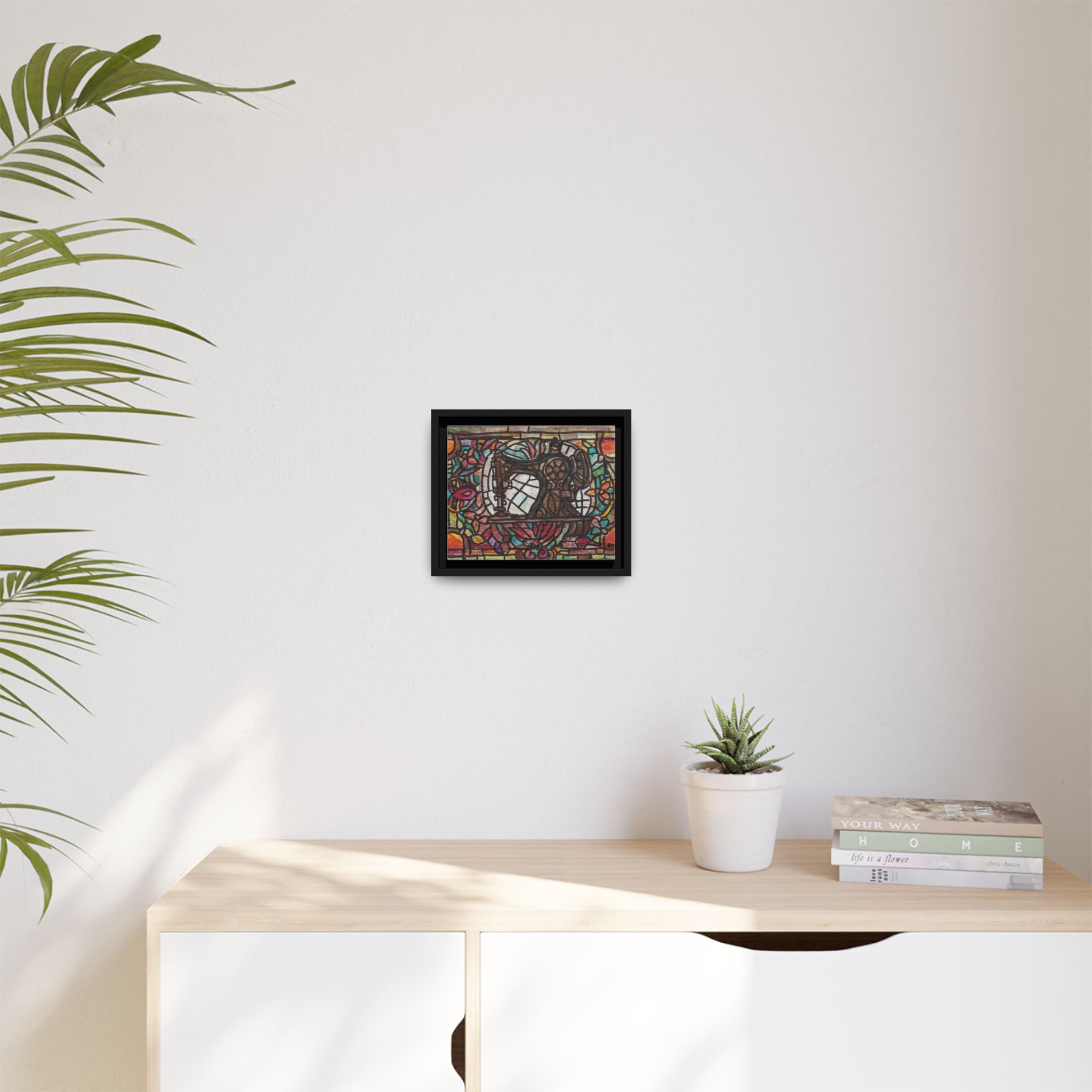 Framed Sewing Machine Stained-Glass Canvas Print of Original Great Grandma's Sewing Machine