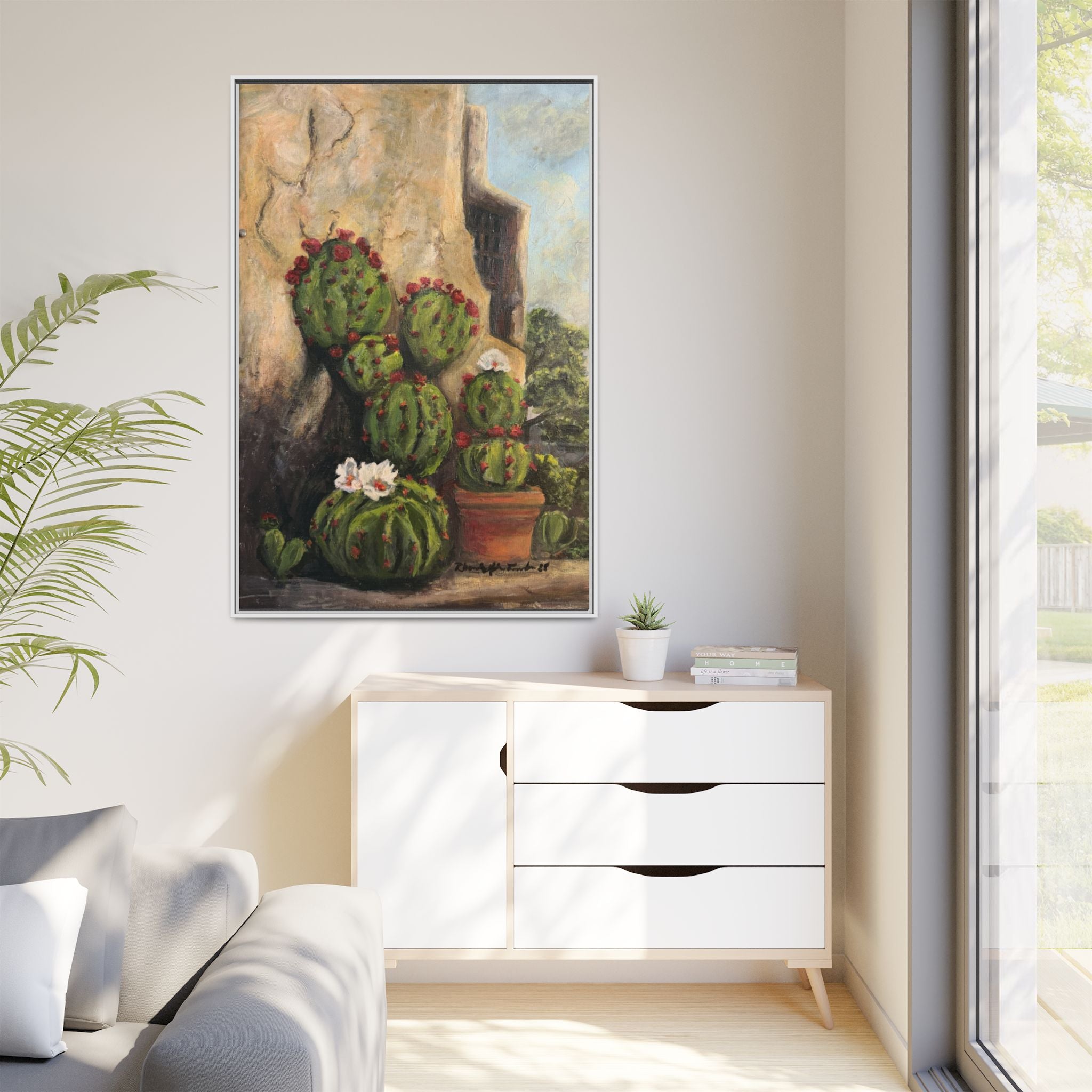 Matte Canvas Print of Original Desert Bloom, Framed (Multi-color)