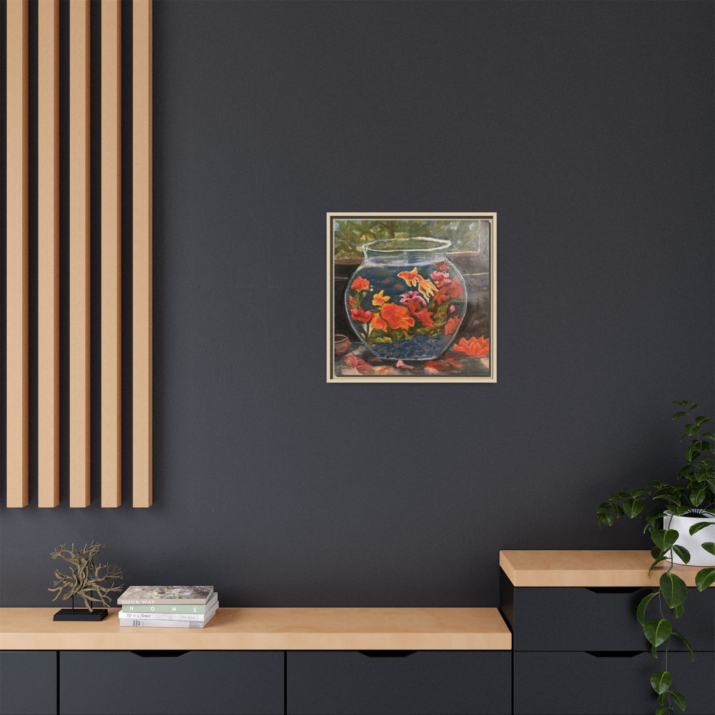 Framed Matte Canvas Print of Original– Colorful Goldfish Bowl Art