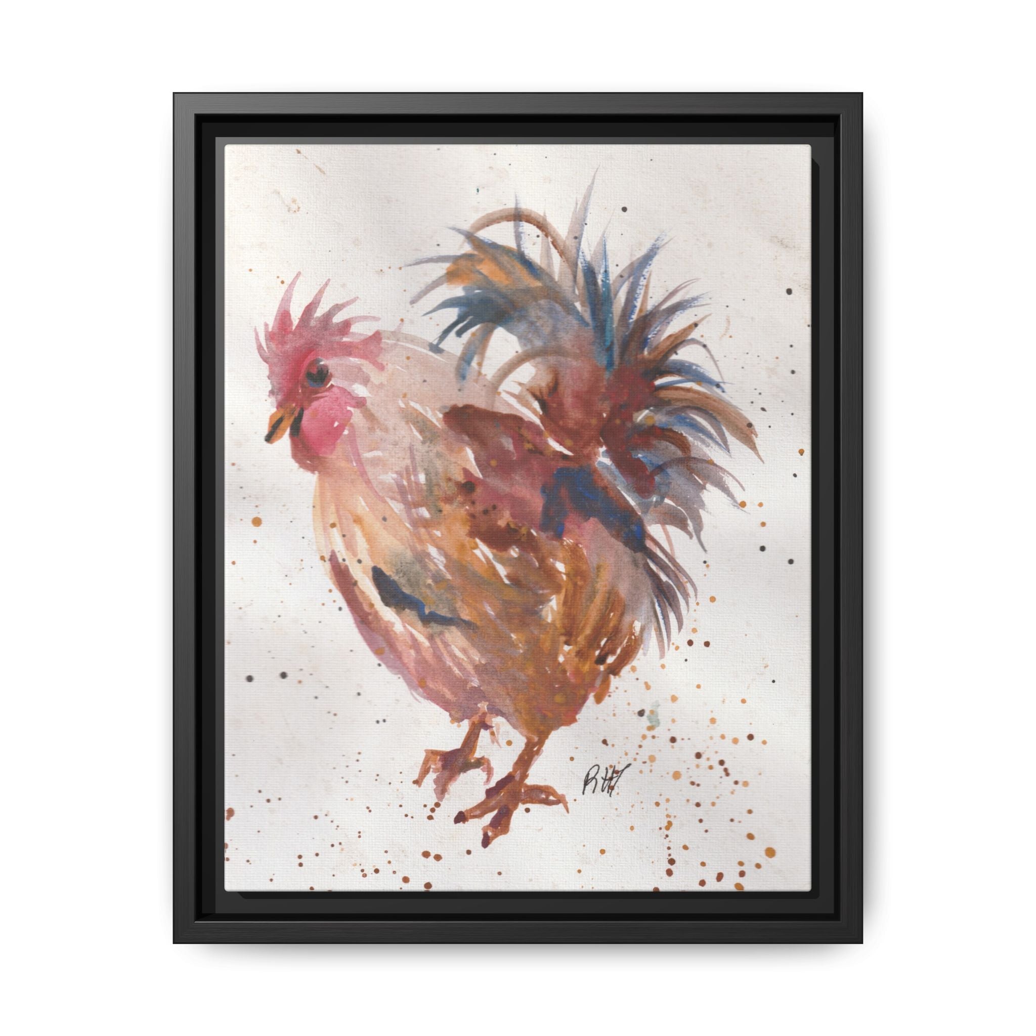 Watercolor Matte Canvas Print of Original Henrietta — Framed Farmhouse Wall Art