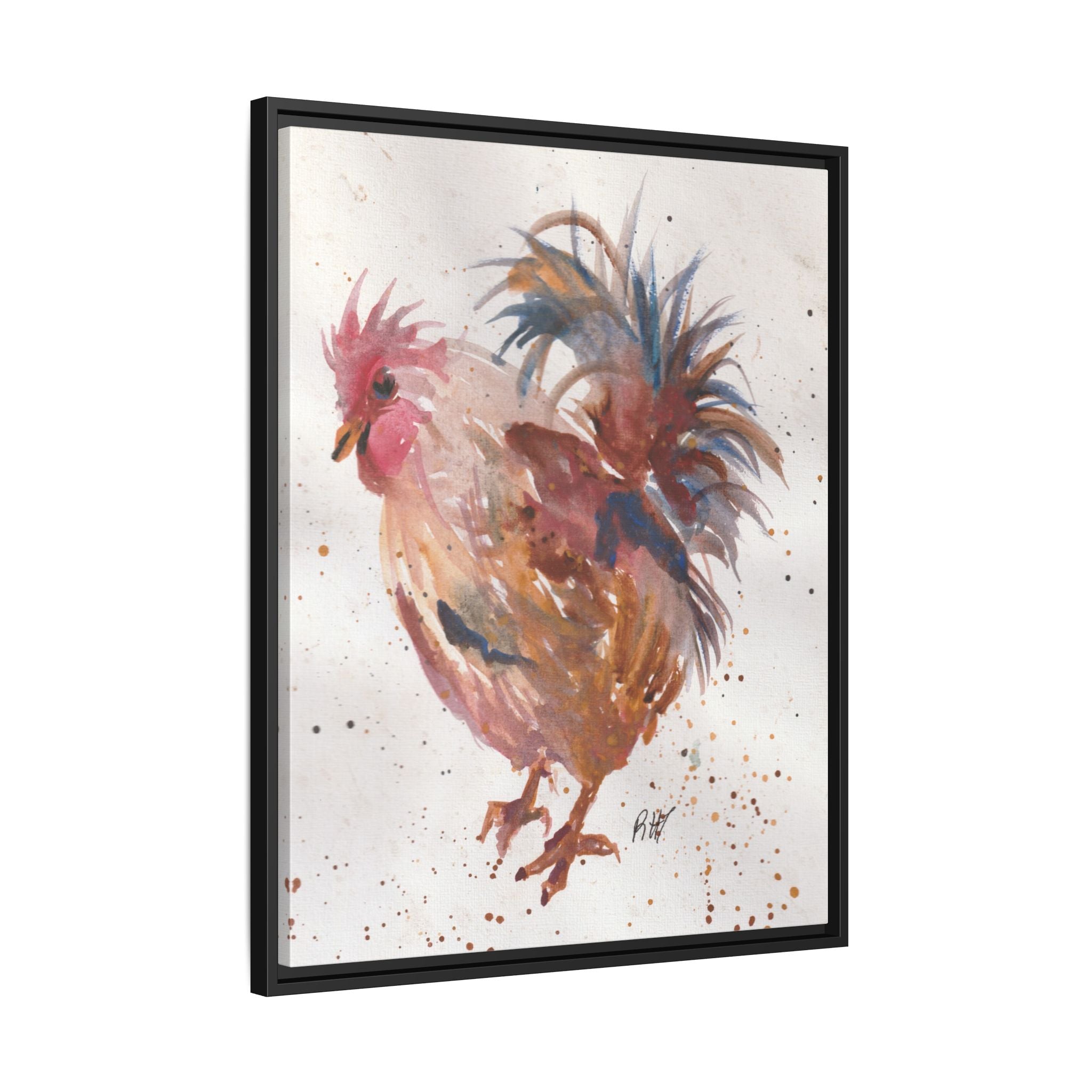 Watercolor Matte Canvas Print of Original Henrietta — Framed Farmhouse Wall Art