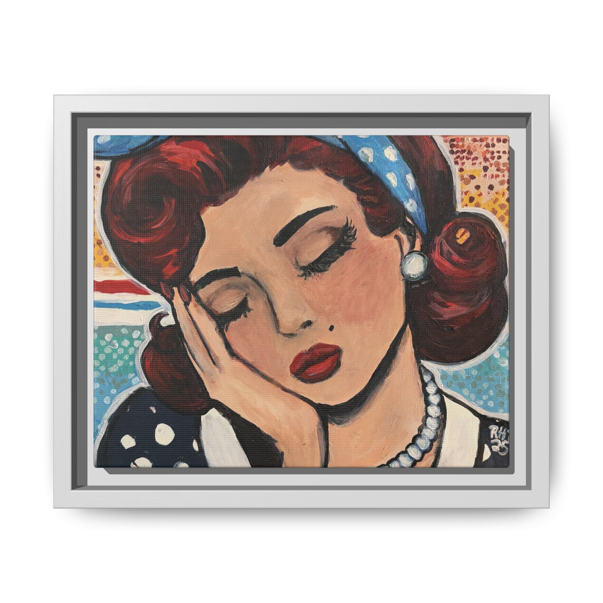 Retro Pop Art Portrait Canvas Print of Original "Oh My" — Framed Matte Wall Art