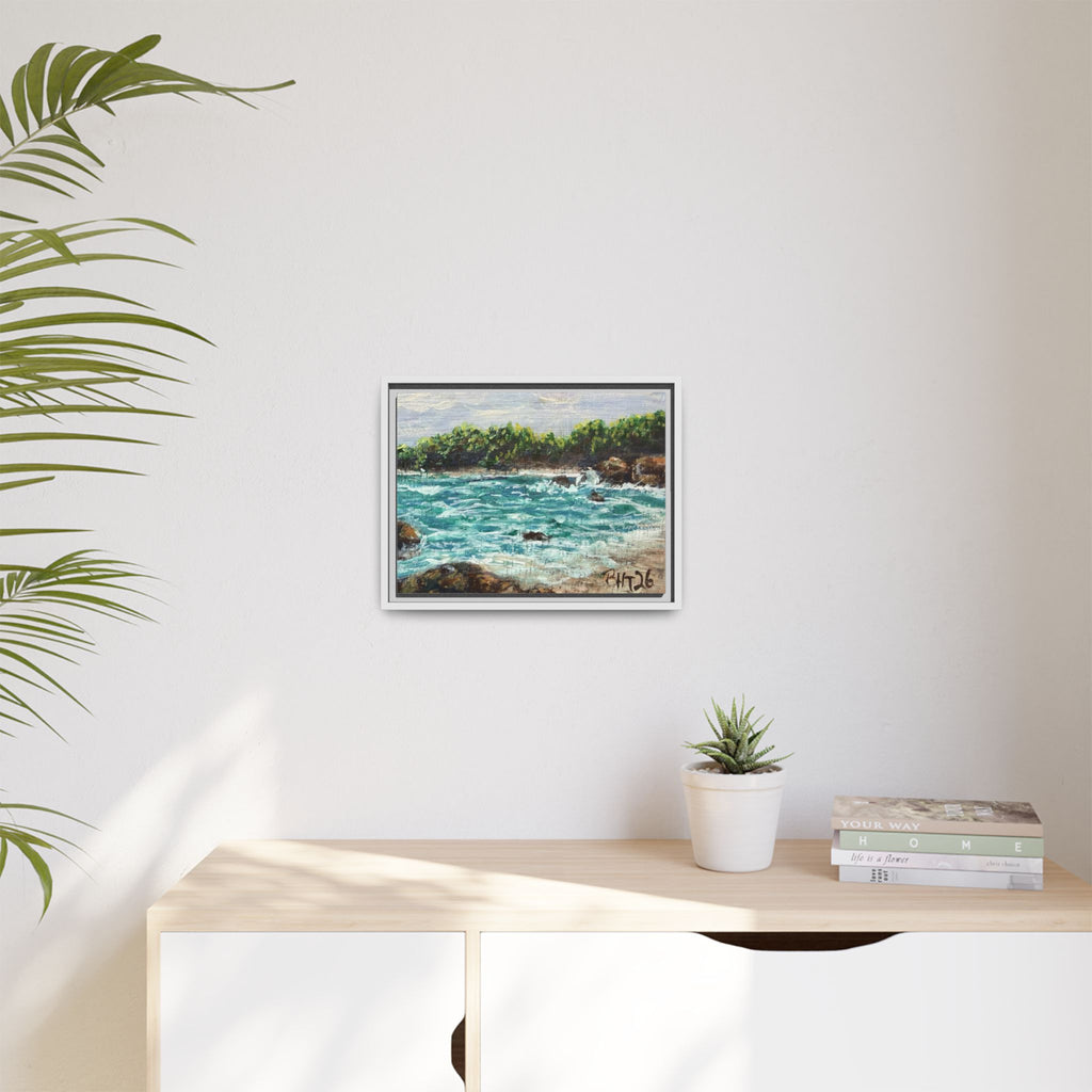 Framed Matte Canvas Print — Down By The Bay Print of Original - Turquoise Ocean Seascape Painting