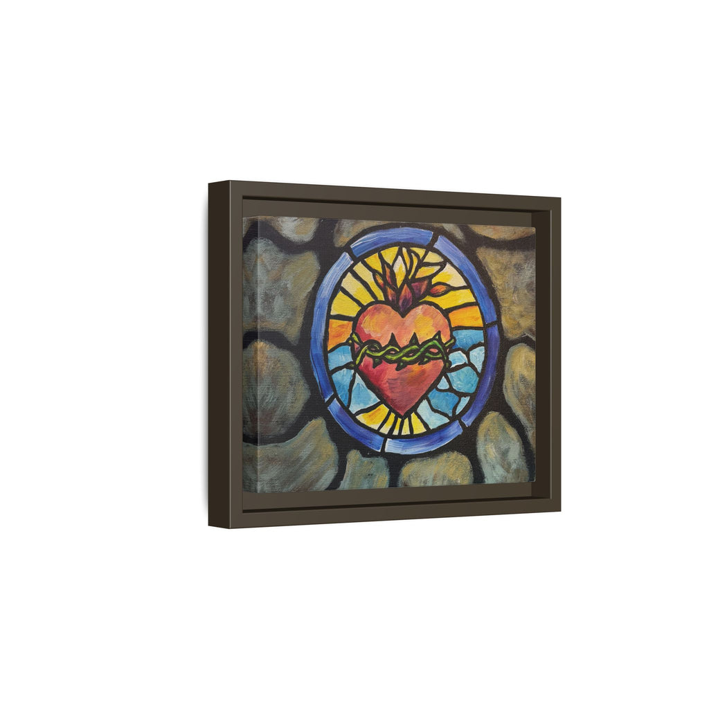 Sacred Heart Stained Glass Print — Framed Matte Canvas