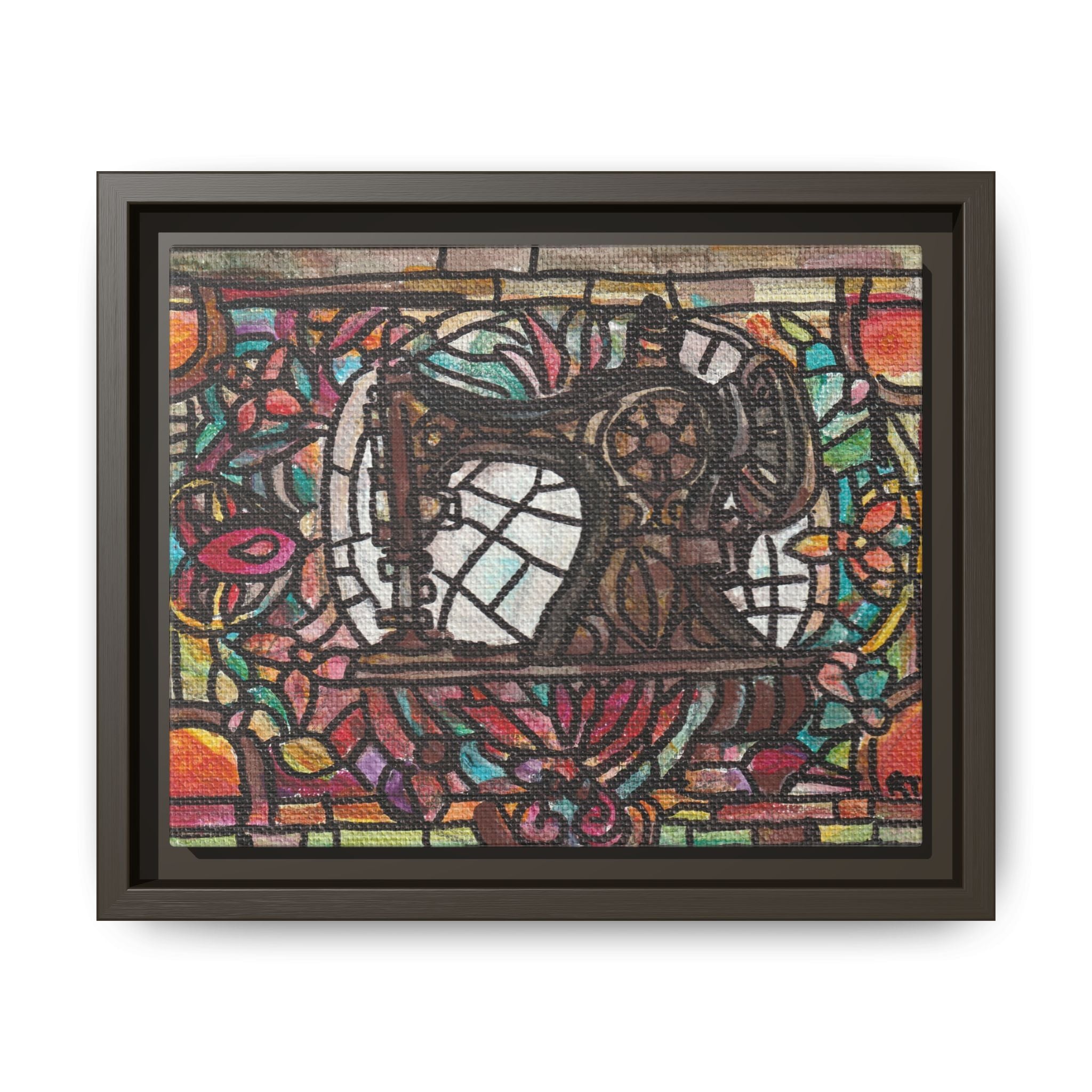 Framed Sewing Machine Stained-Glass Canvas Print of Original Great Grandma's Sewing Machine