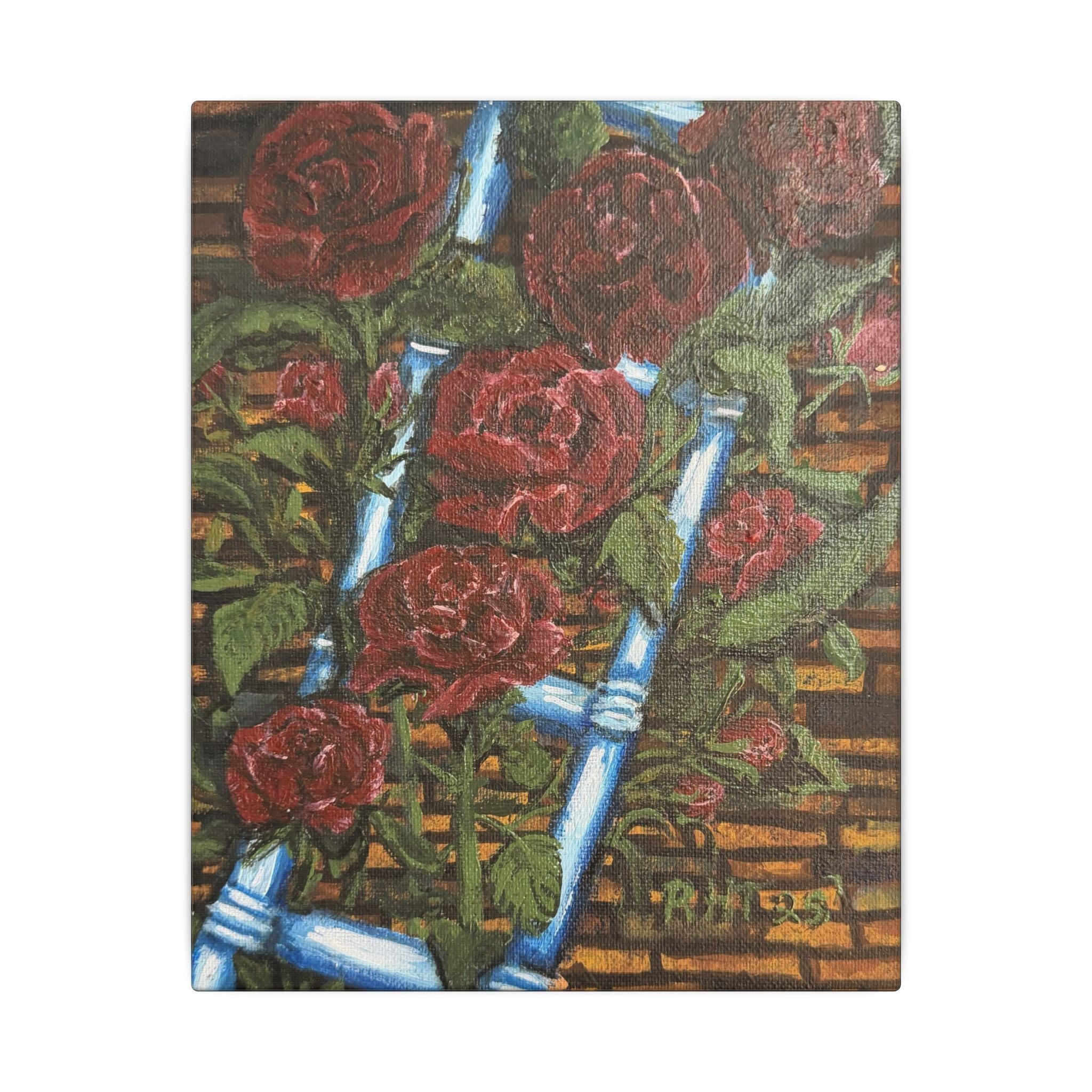 Climbing Roses Canvas Wall Art Print of Original- Stretched Matte Floral Painting
