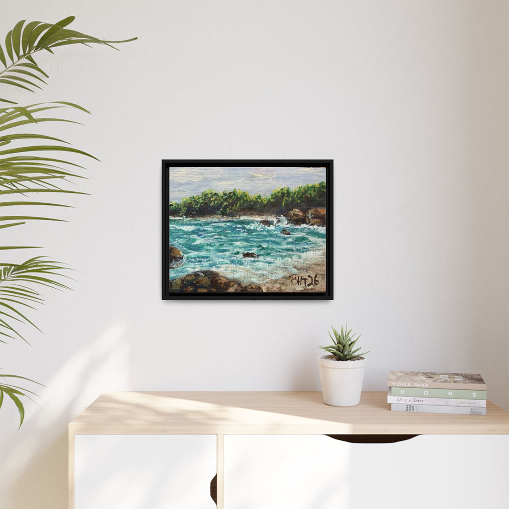 Framed Matte Canvas Print — Down By The Bay Print of Original - Turquoise Ocean Seascape Painting