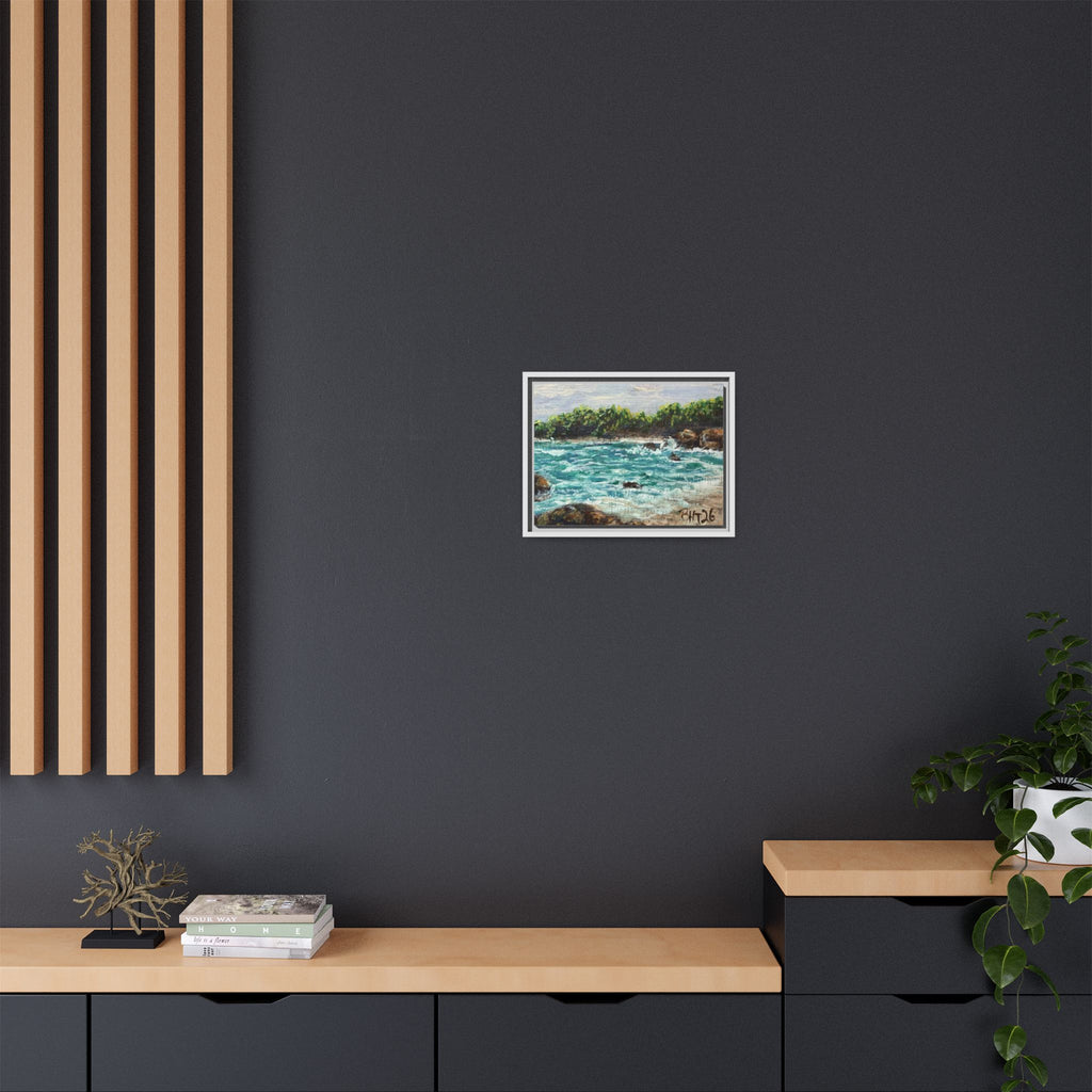 Framed Matte Canvas Print — Down By The Bay Print of Original - Turquoise Ocean Seascape Painting