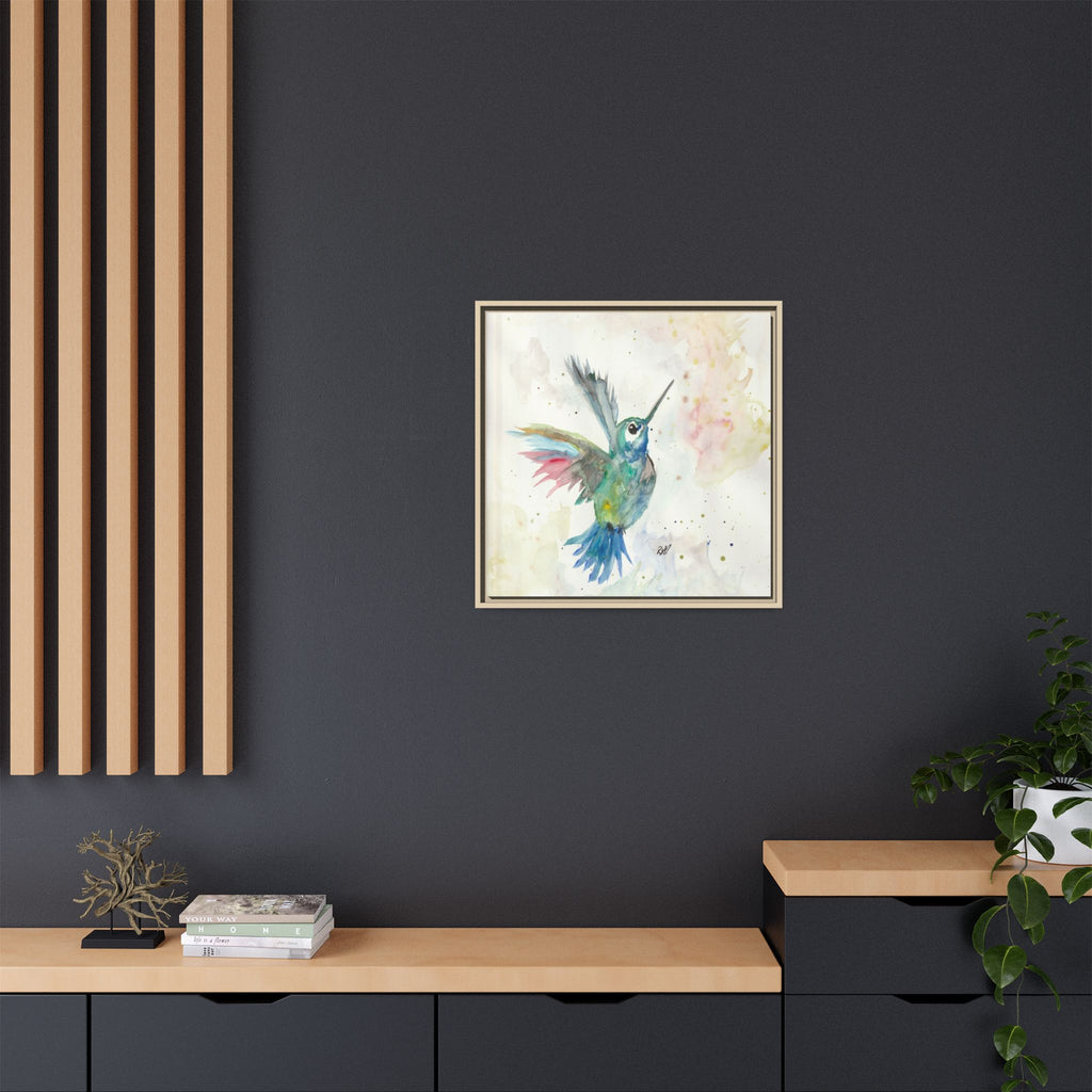 Higher Hummingbird Watercolor Framed Canvas Print of Original — Multicolor Matte Wall Art