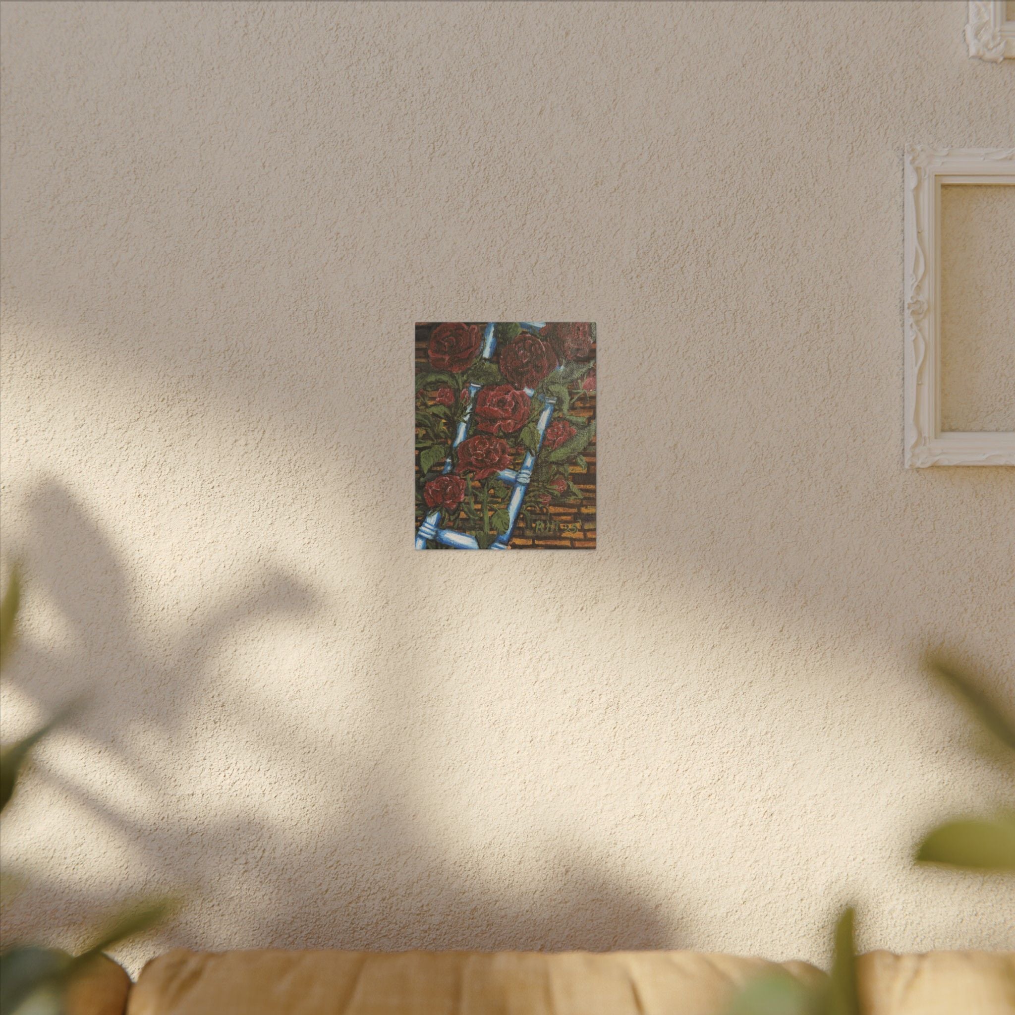 Climbing Roses Canvas Wall Art Print of Original- Stretched Matte Floral Painting