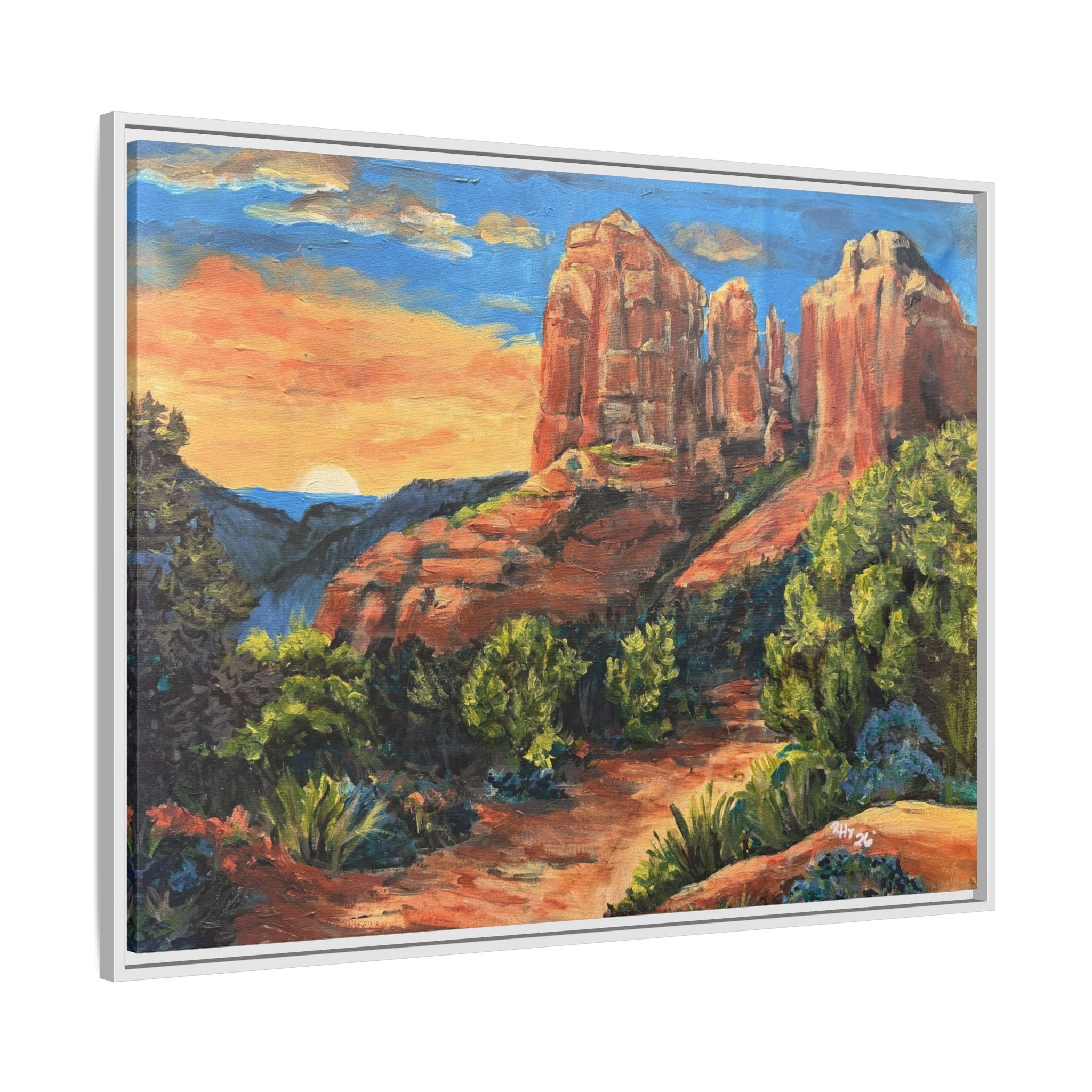 Framed Matte Canvas Desert Path Landscape Wall Art Print of Original