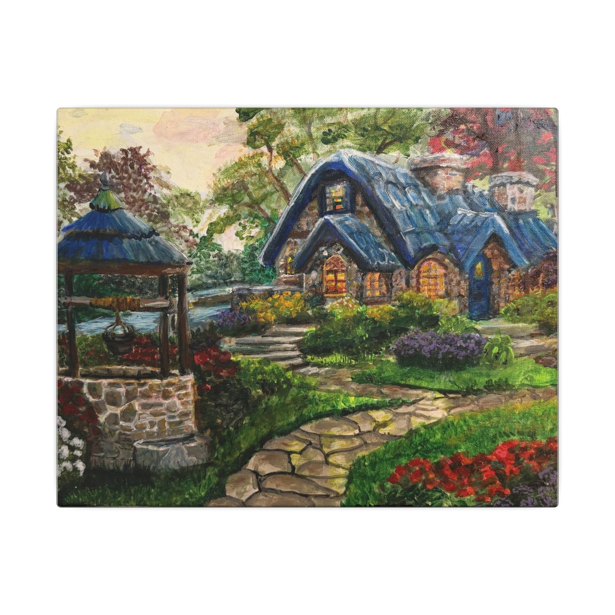 Cottage Well Matte Canvas Wall Art Print of Original— Stretched Home Décor