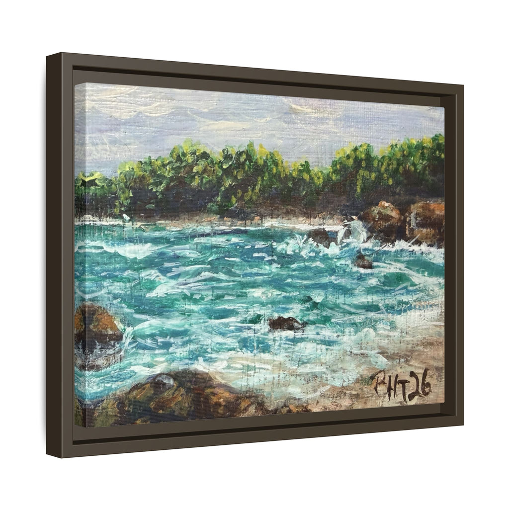 Framed Matte Canvas Print — Down By The Bay Print of Original - Turquoise Ocean Seascape Painting
