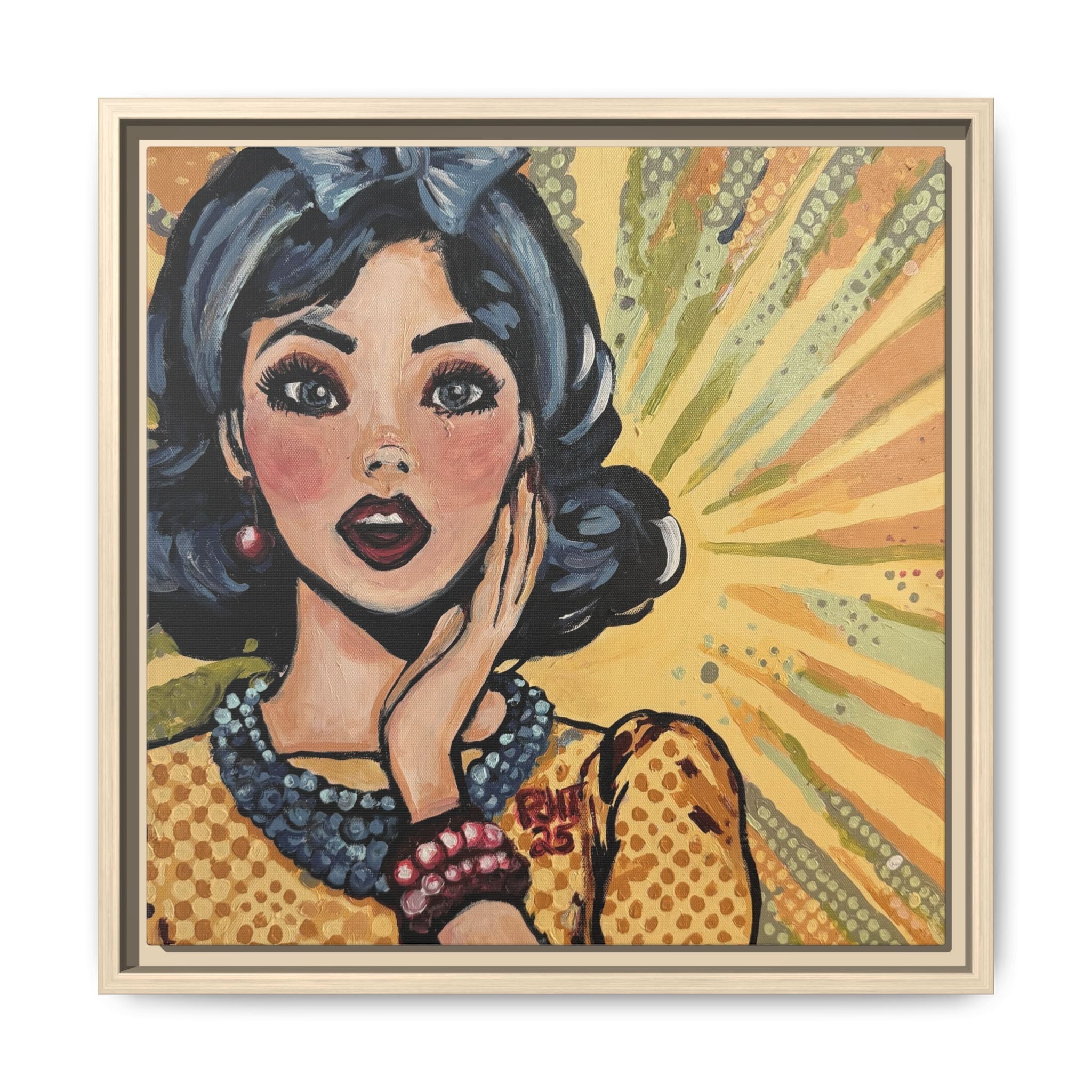 Pop Art Surprise Framed Canvas Print of Original "OMG"