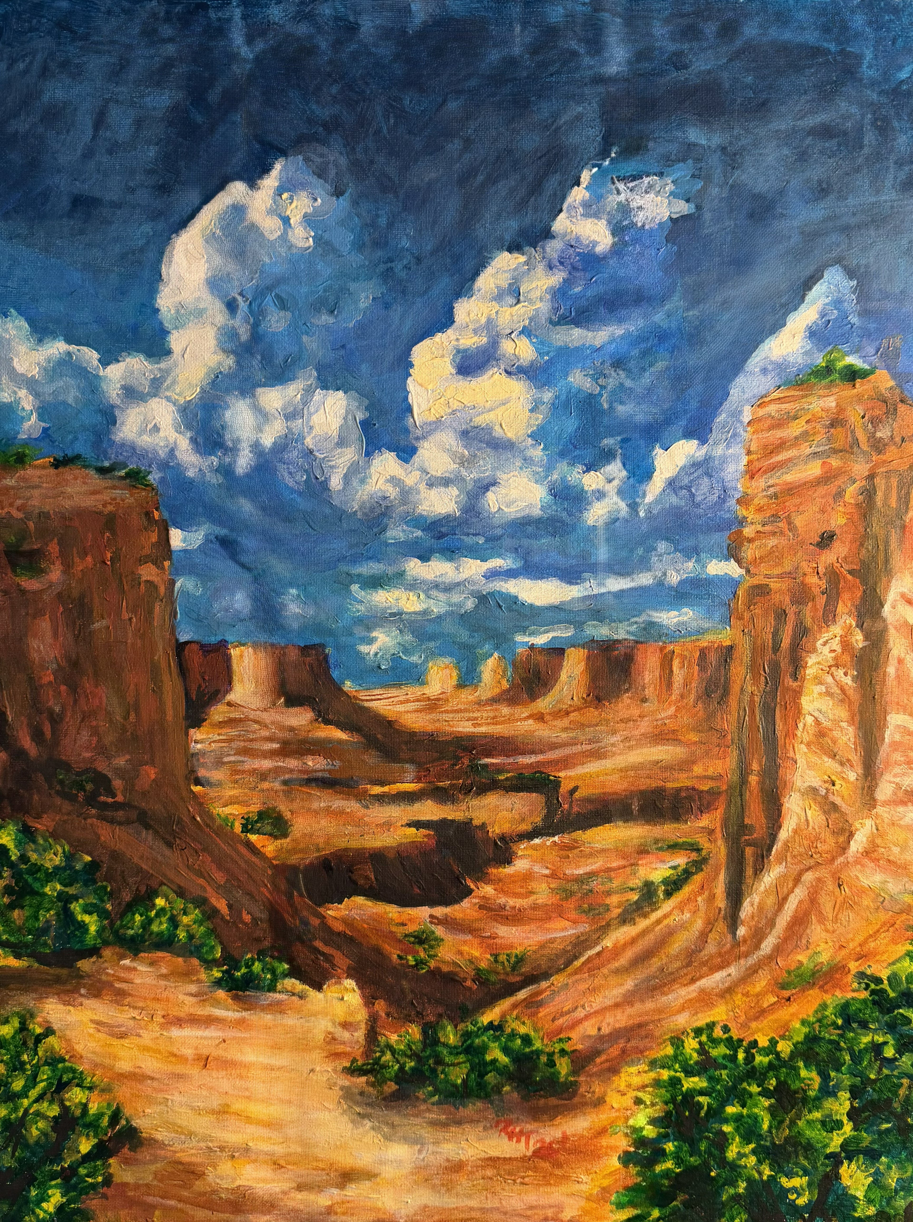 Desert Canyon View – Original Acrylic Landscape Painting (16" x 20")