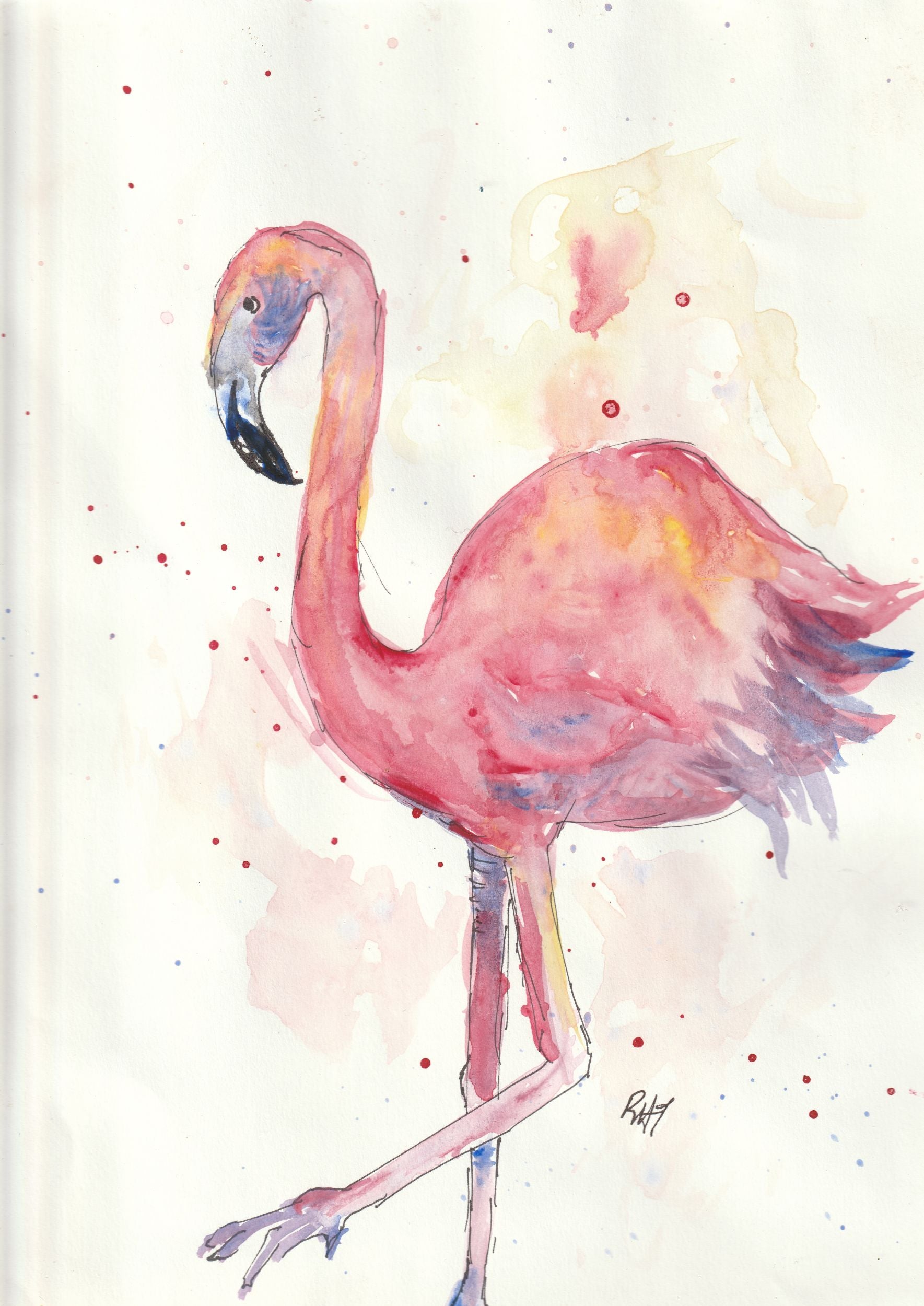 Flamingo Dance – Original Watercolor Painting (9" x 12")