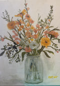 Glass Jar and Flowers – Original Acrylic Painting (16" x 20")